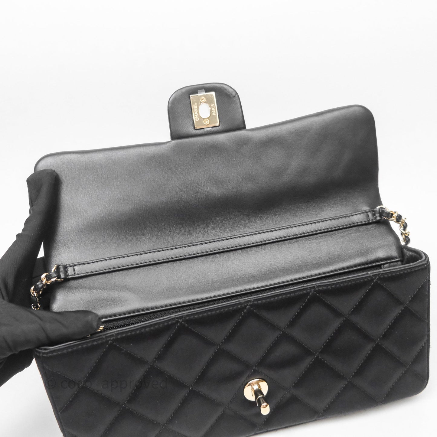 Chanel Pearl CC Clutch with Chain Black Velvet Gold Hardware