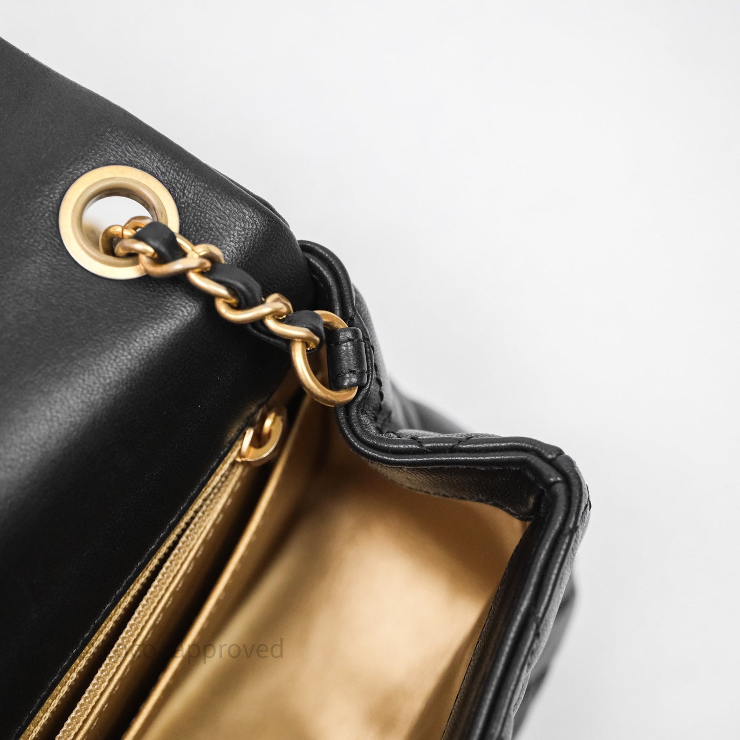 Chanel Pearl Crush Mini Square Quilted Black Lambskin Aged Gold Hardware