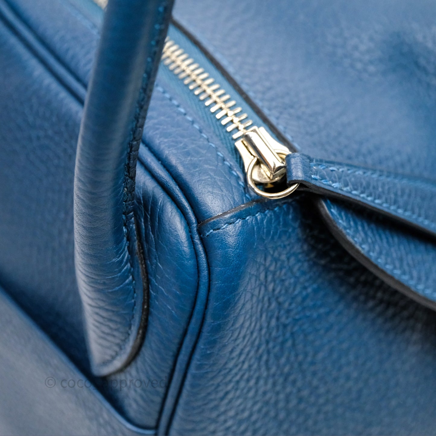 Hermès Lindy 30 Bleu Colvert 1P Clemence Palladium Hardware
