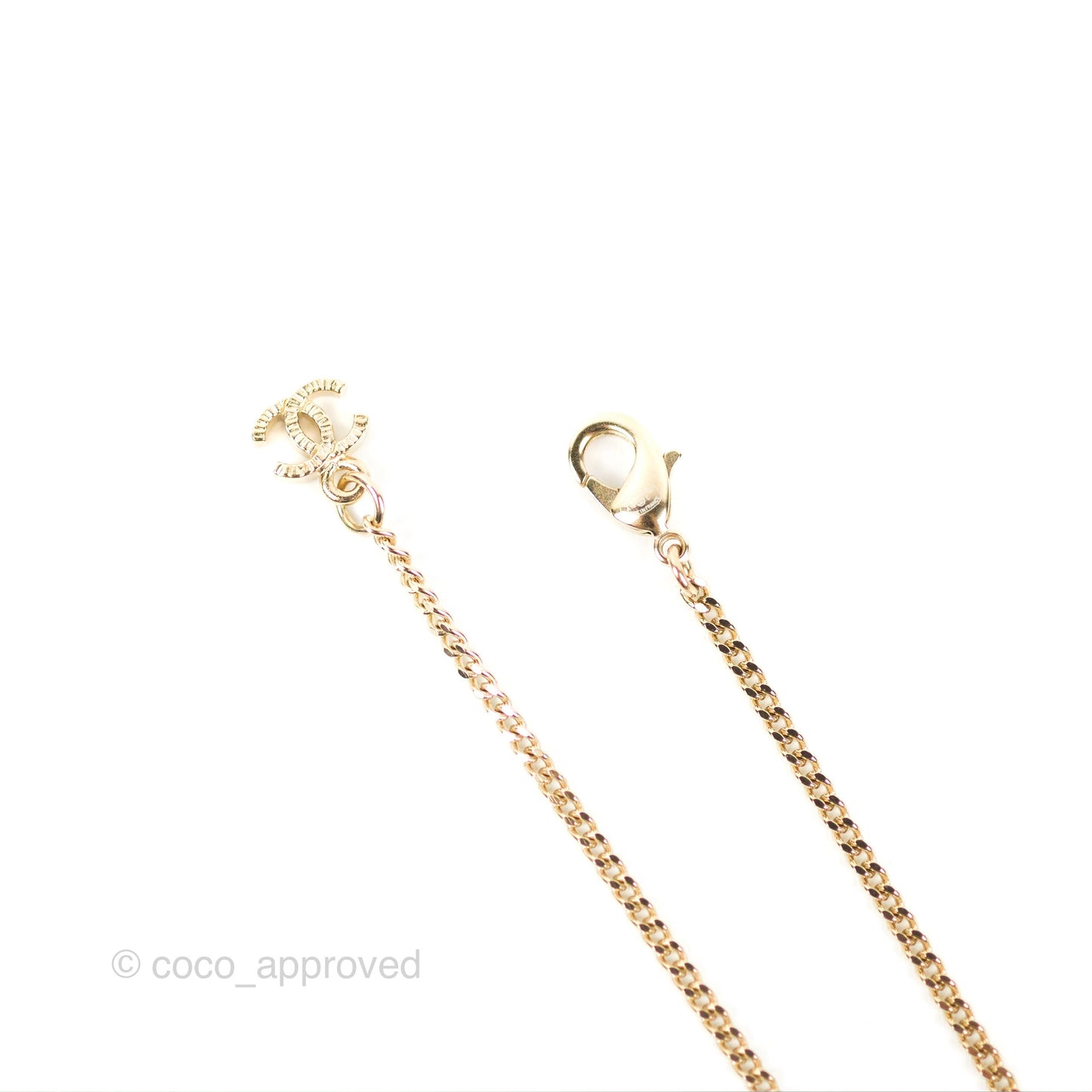 Chanel CC Crystal Flower Drop Necklace Gold Tone 18C