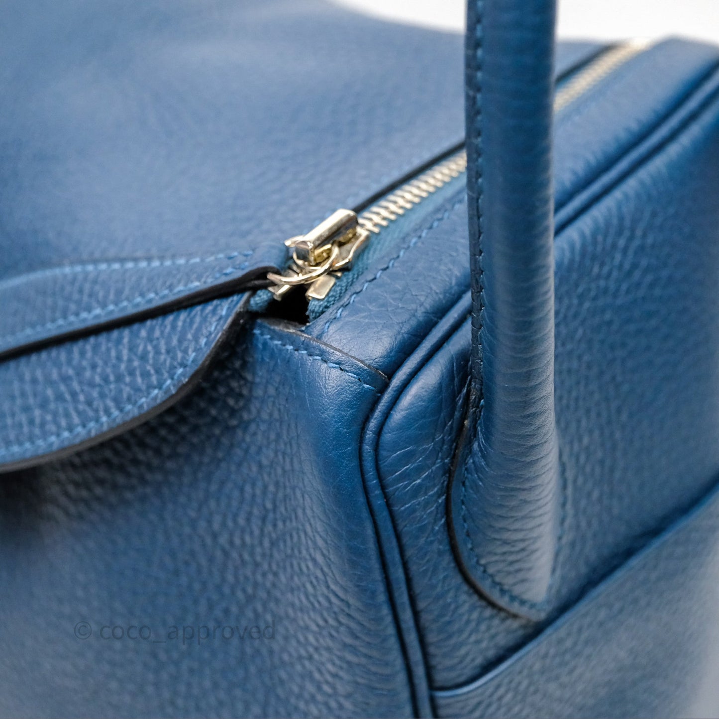 Hermès Lindy 30 Bleu Colvert 1P Clemence Palladium Hardware