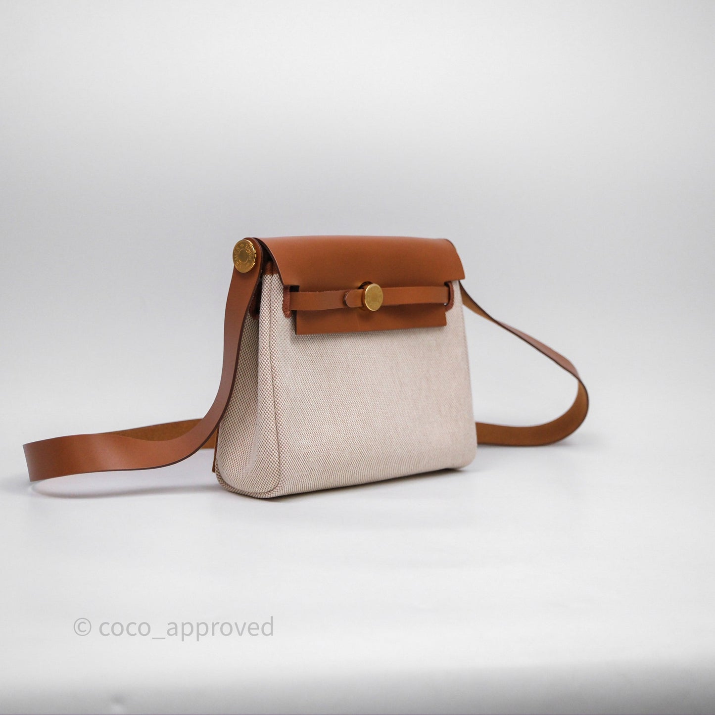 Hermes Mini Herbag 20 Ecru Beige/ Fauve 34 Gold Hardware