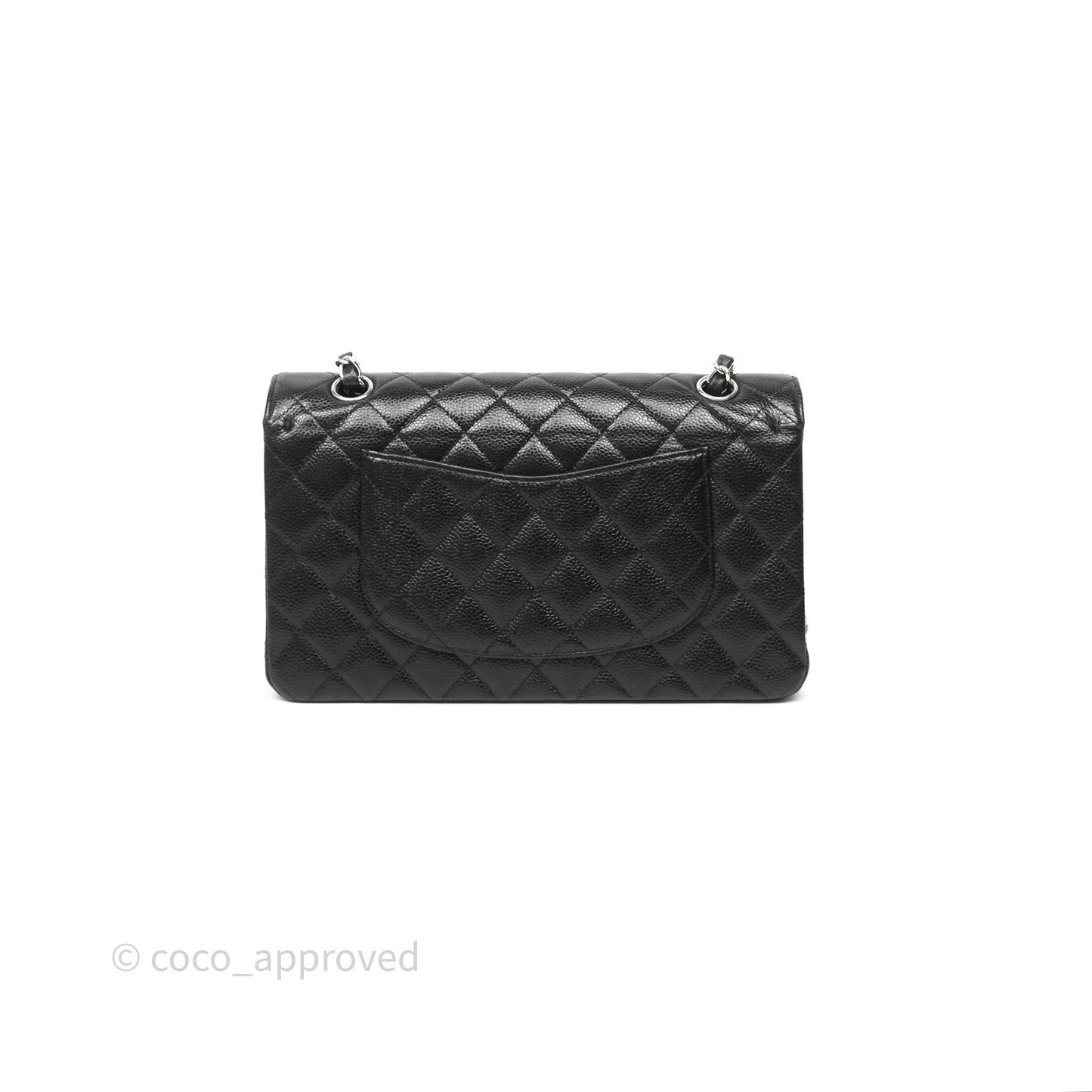 Chanel Classic M/L Medium Flap Quilted Black Caviar Silver Hardware