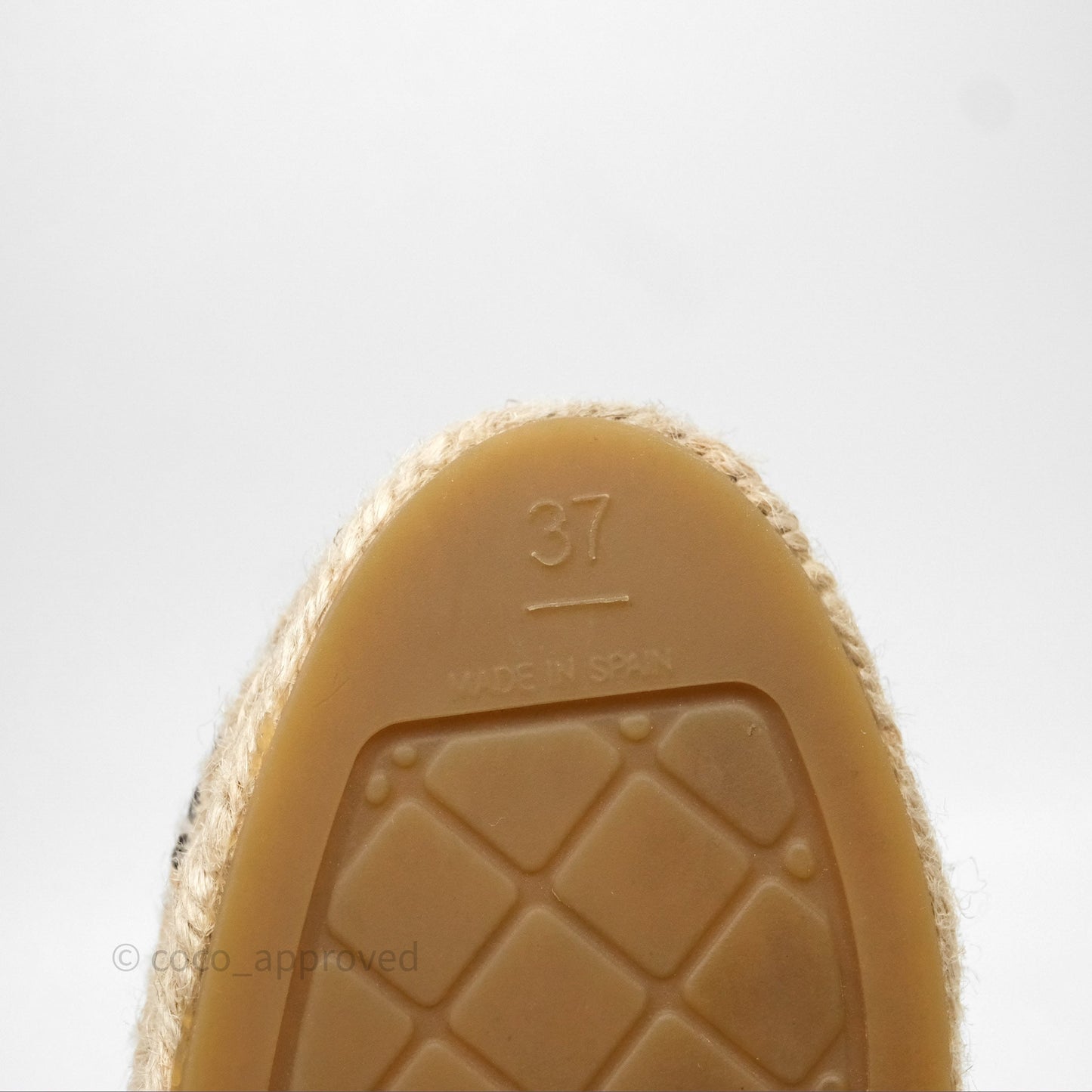 Chanel CC Espadrilles Beige Black Lambskin Size 37