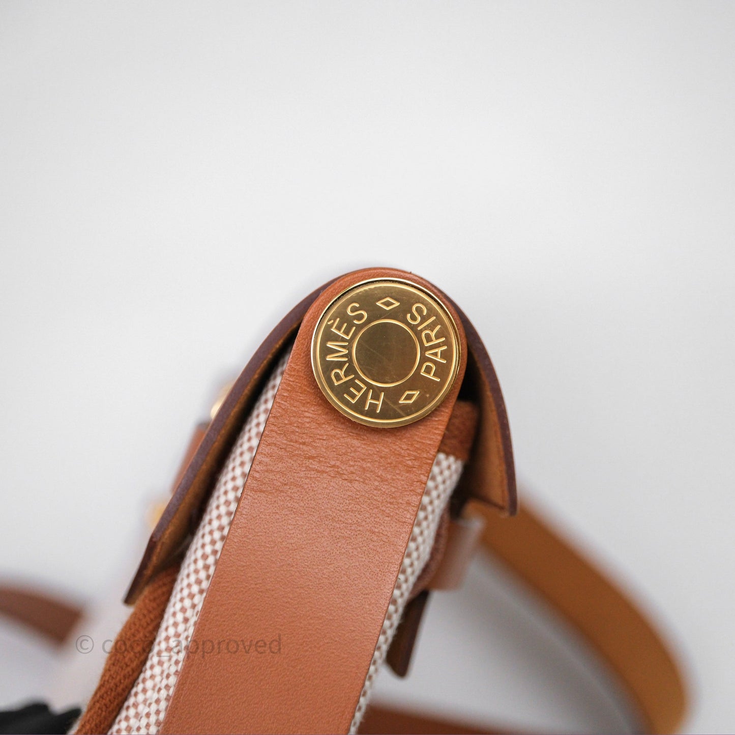 Hermes Mini Herbag 20 Ecru Beige/ Fauve 34 Gold Hardware
