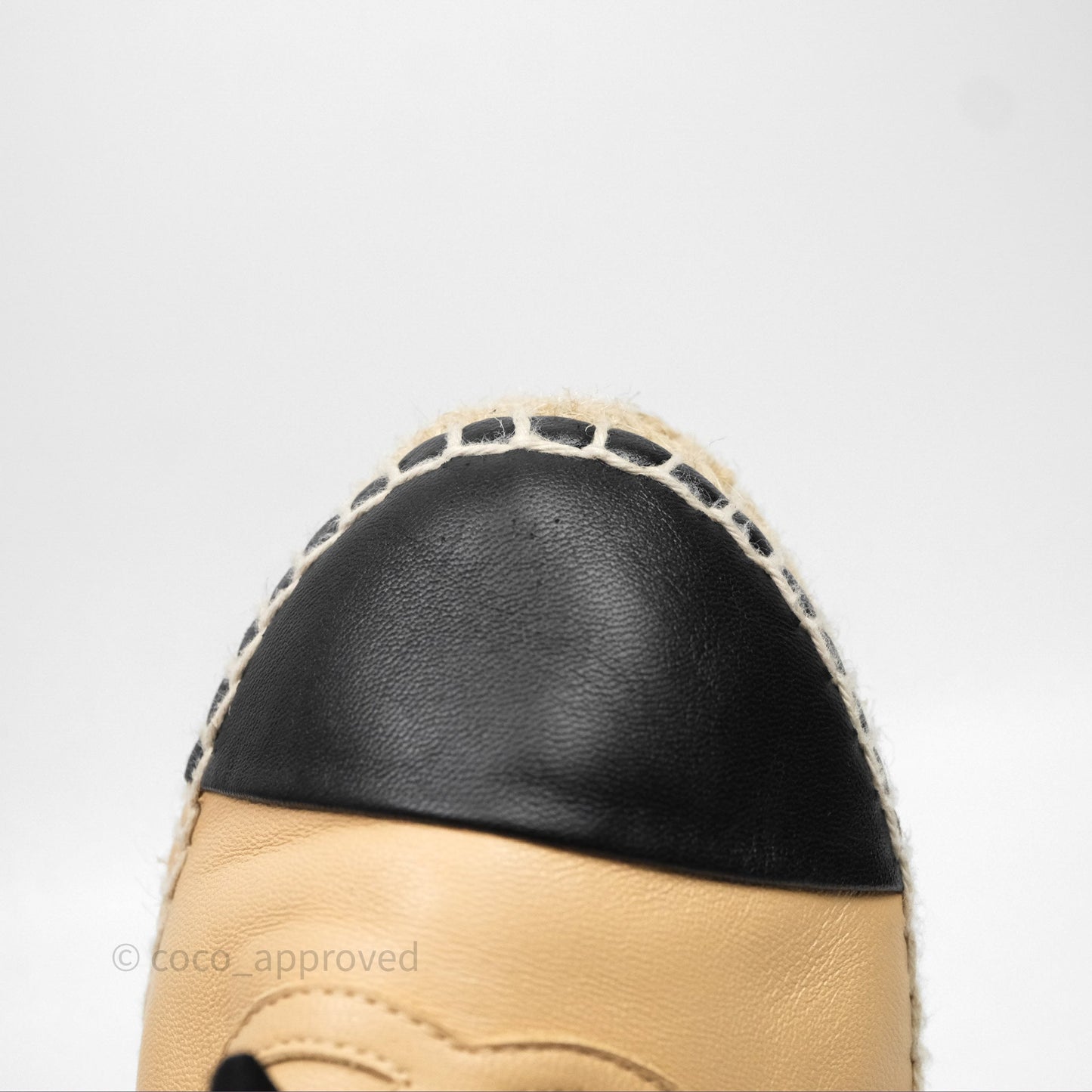 Chanel CC Espadrilles Beige Black Lambskin Size 37