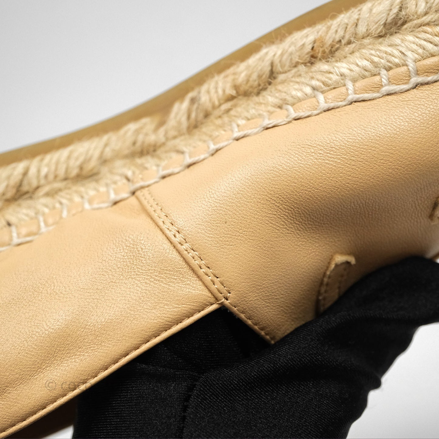 Chanel CC Espadrilles Beige Black Lambskin Size 37
