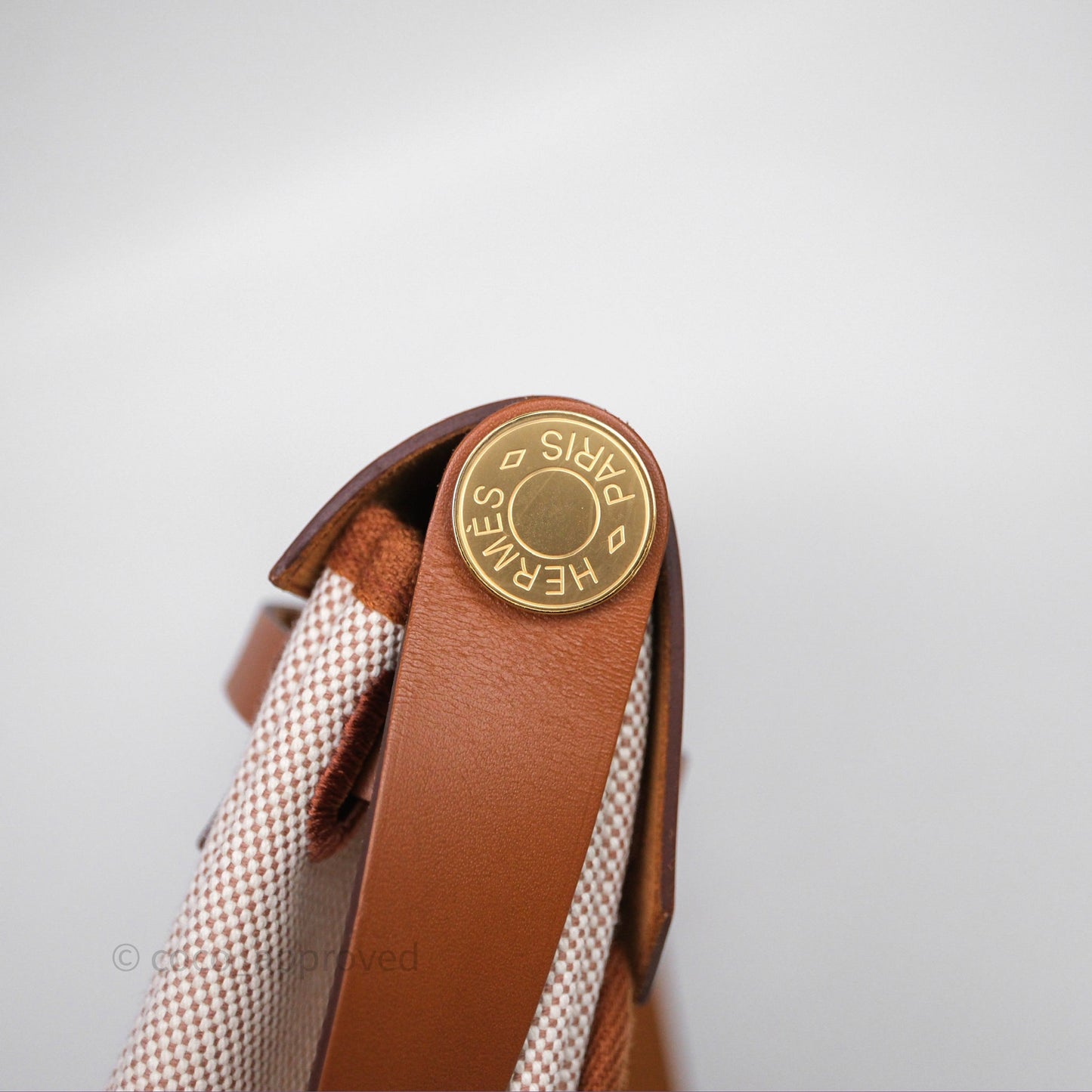 Hermes Mini Herbag 20 Ecru Beige/ Fauve 34 Gold Hardware