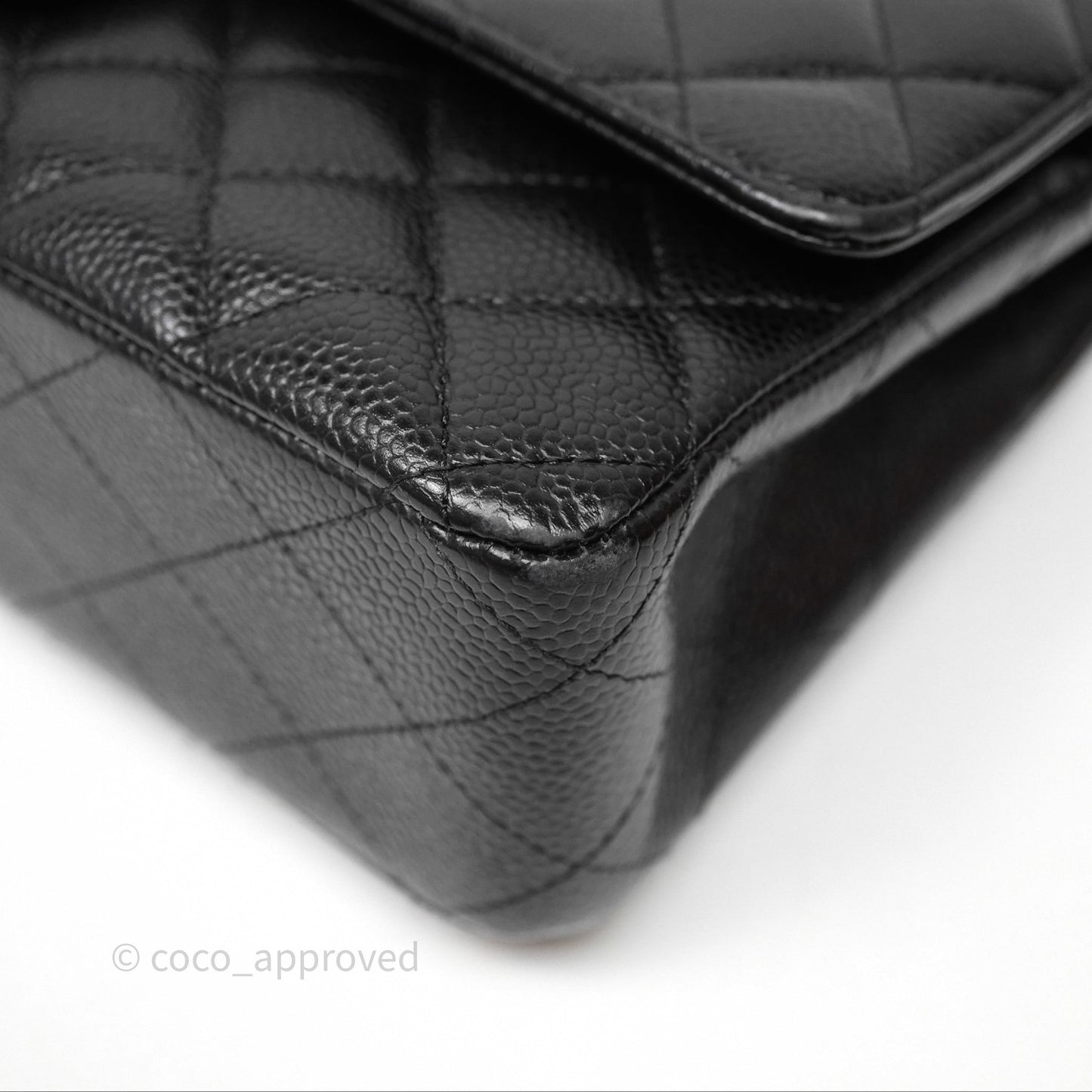 Chanel Classic M/L Medium Flap Quilted Black Caviar Silver Hardware