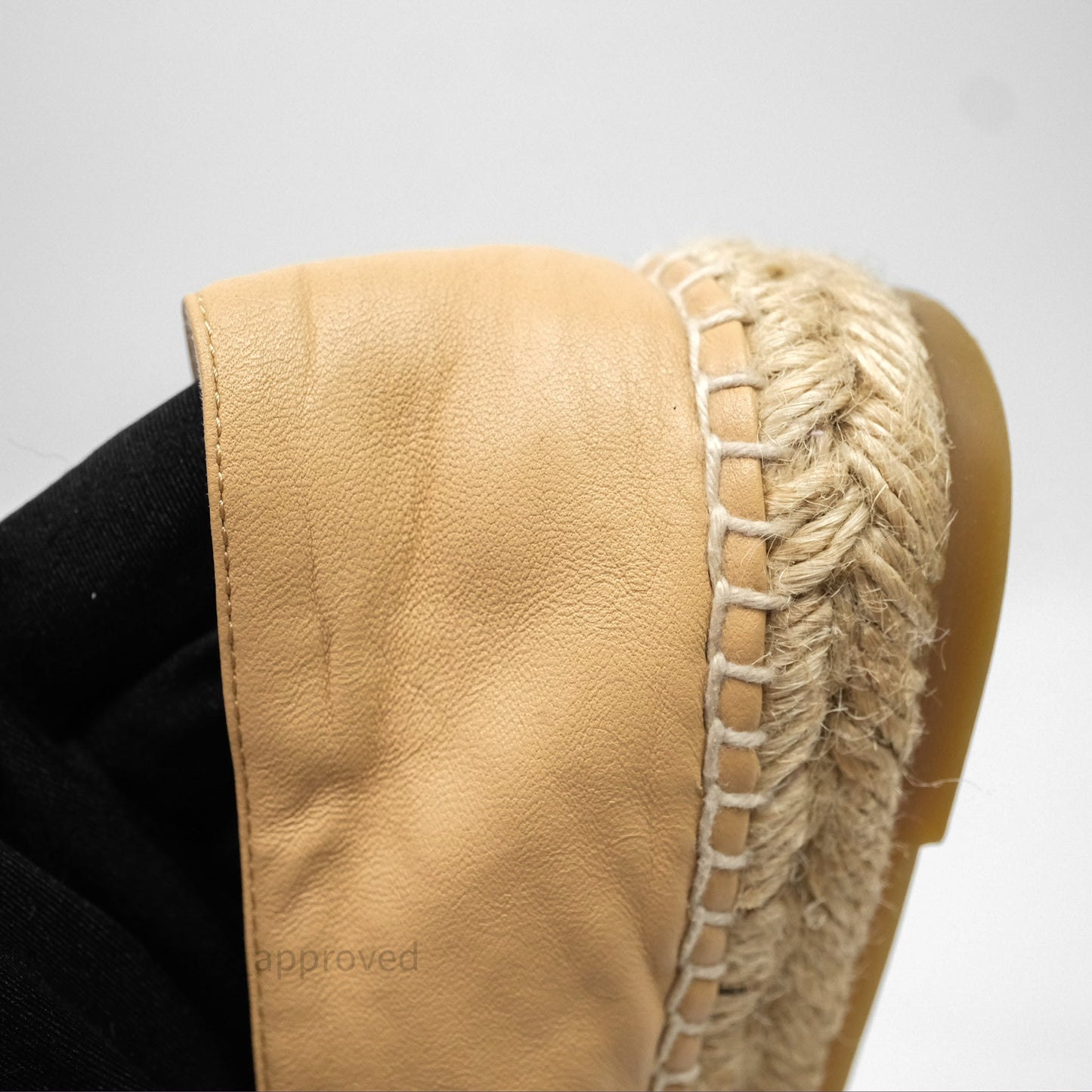 Chanel CC Espadrilles Beige Black Lambskin Size 37