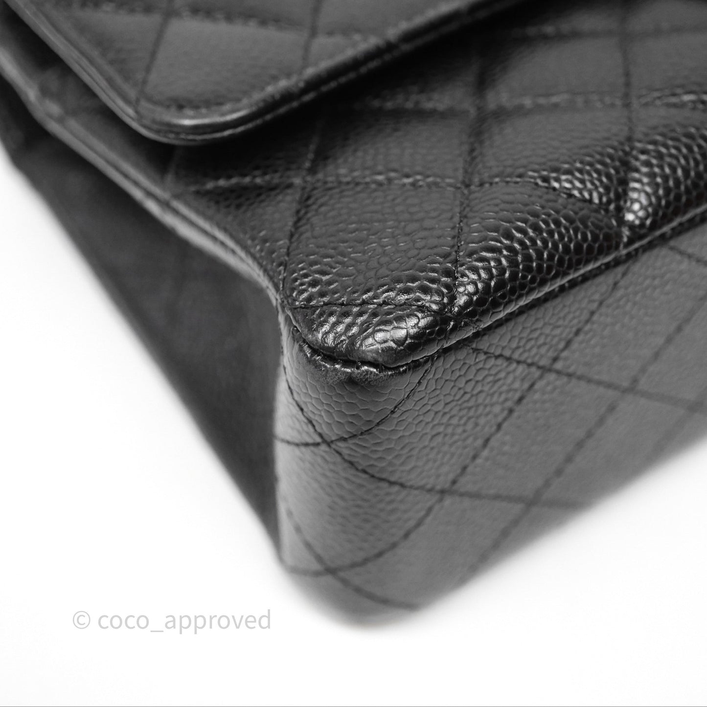 Chanel Classic M/L Medium Flap Quilted Black Caviar Silver Hardware
