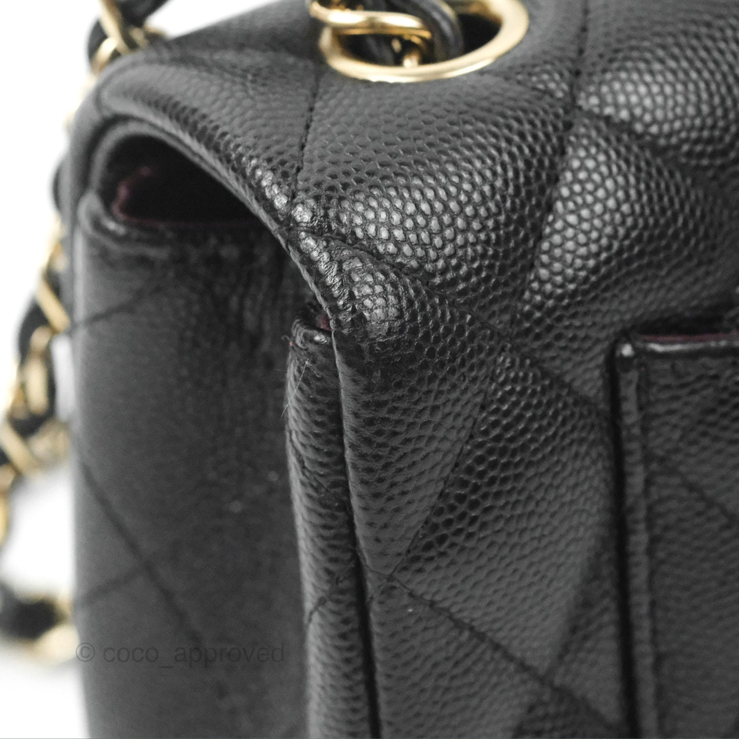 Chanel Quilted Mini Rectangular Flap Black Caviar Gold Hardware