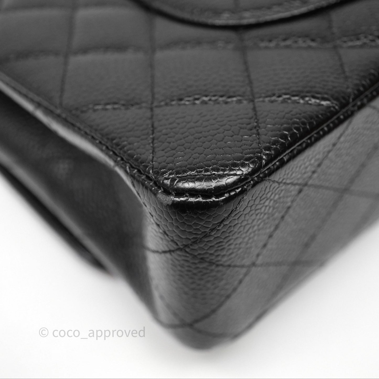 Chanel Classic M/L Medium Flap Quilted Black Caviar Silver Hardware
