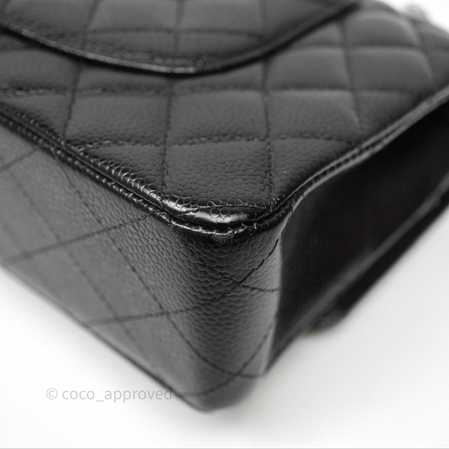 Chanel Classic M/L Medium Flap Quilted Black Caviar Silver Hardware