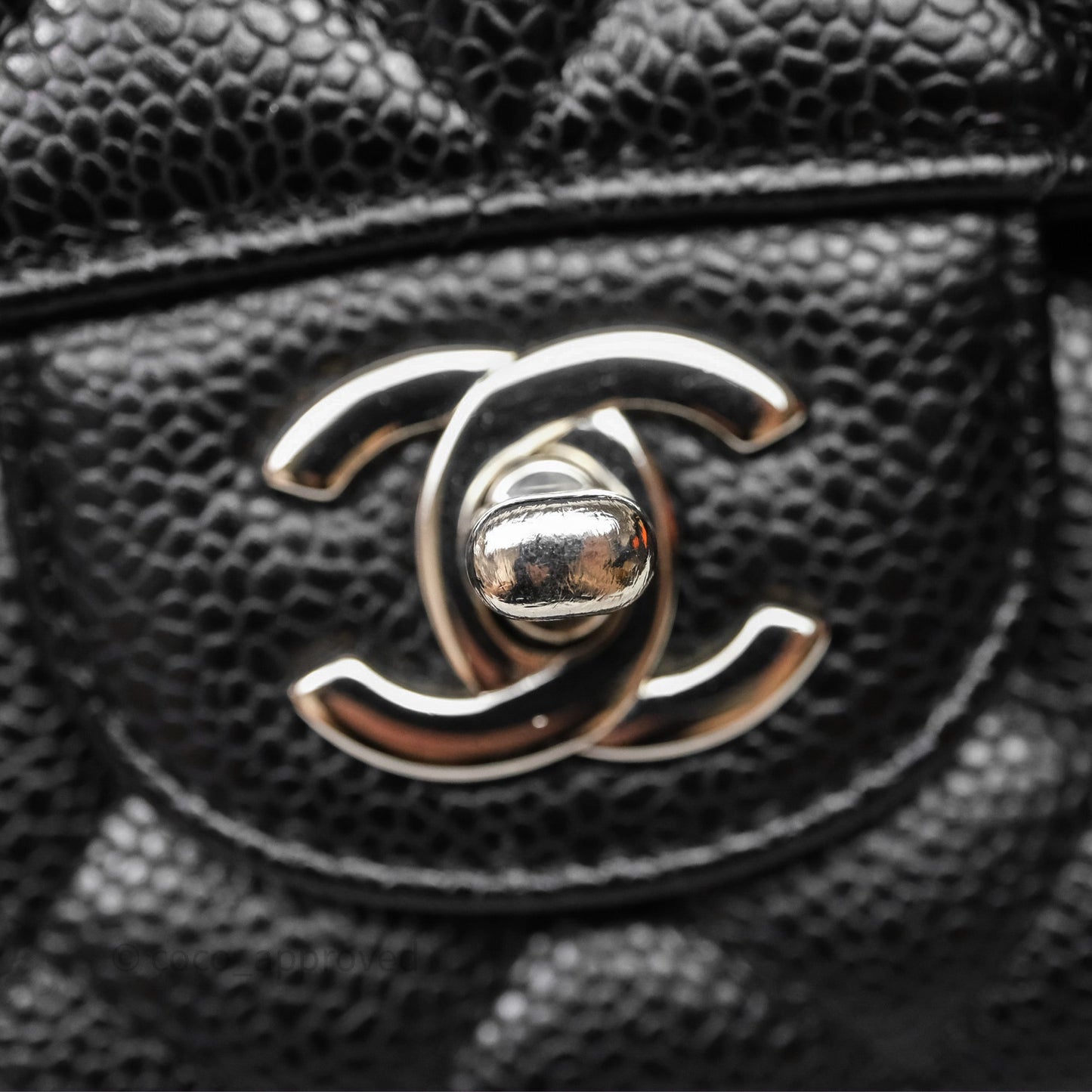 Chanel Classic M/L Medium Flap Quilted Black Caviar Silver Hardware