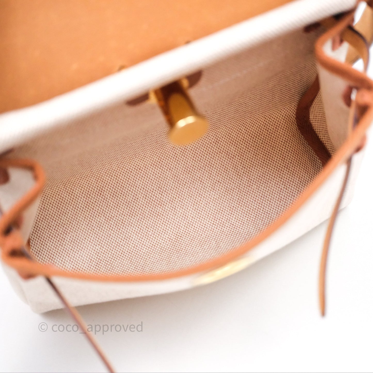 Hermes Mini Herbag 20 Ecru Beige/ Fauve 34 Gold Hardware