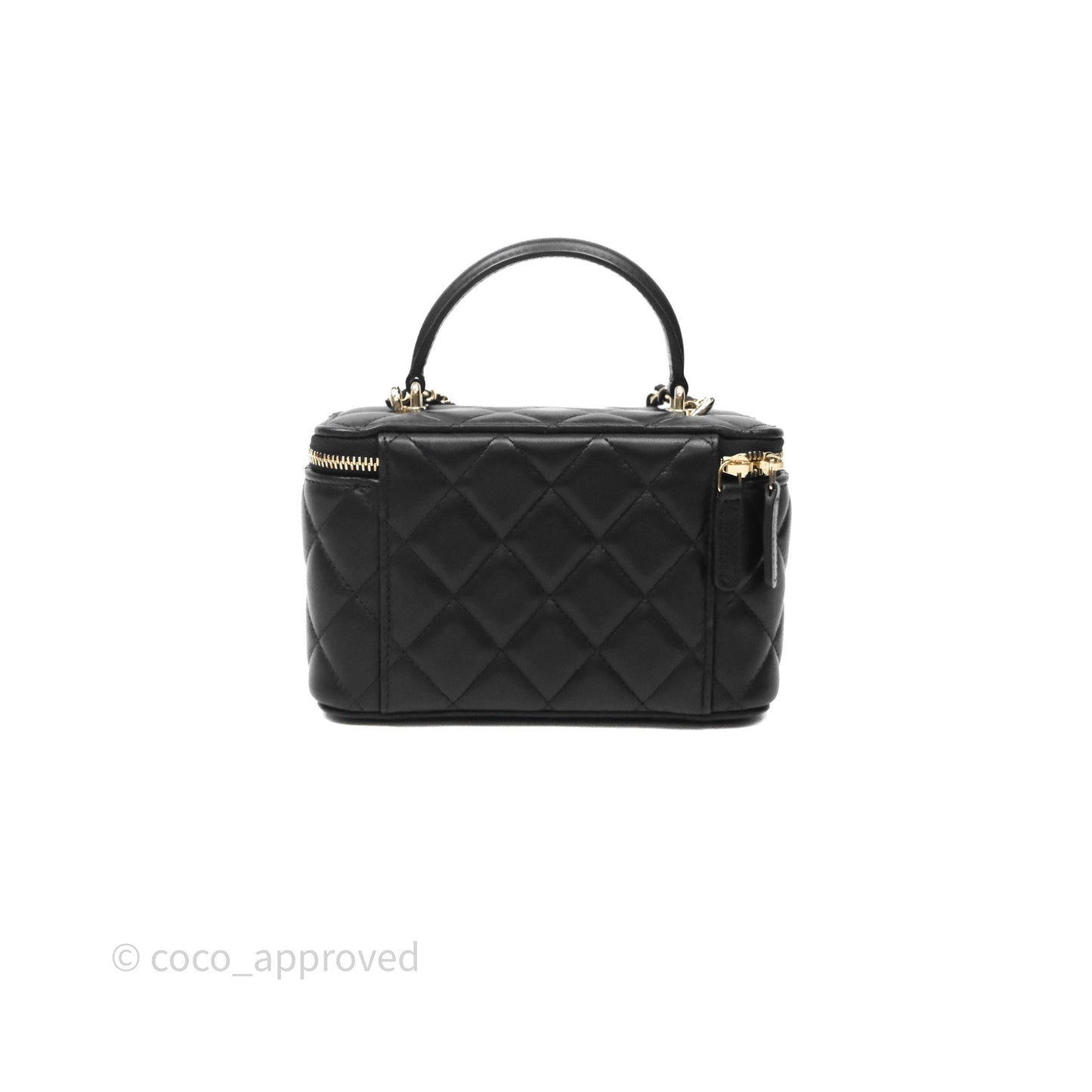 Chanel Vanity Rectangular Top Handle Black Lambskin Gold Hardware