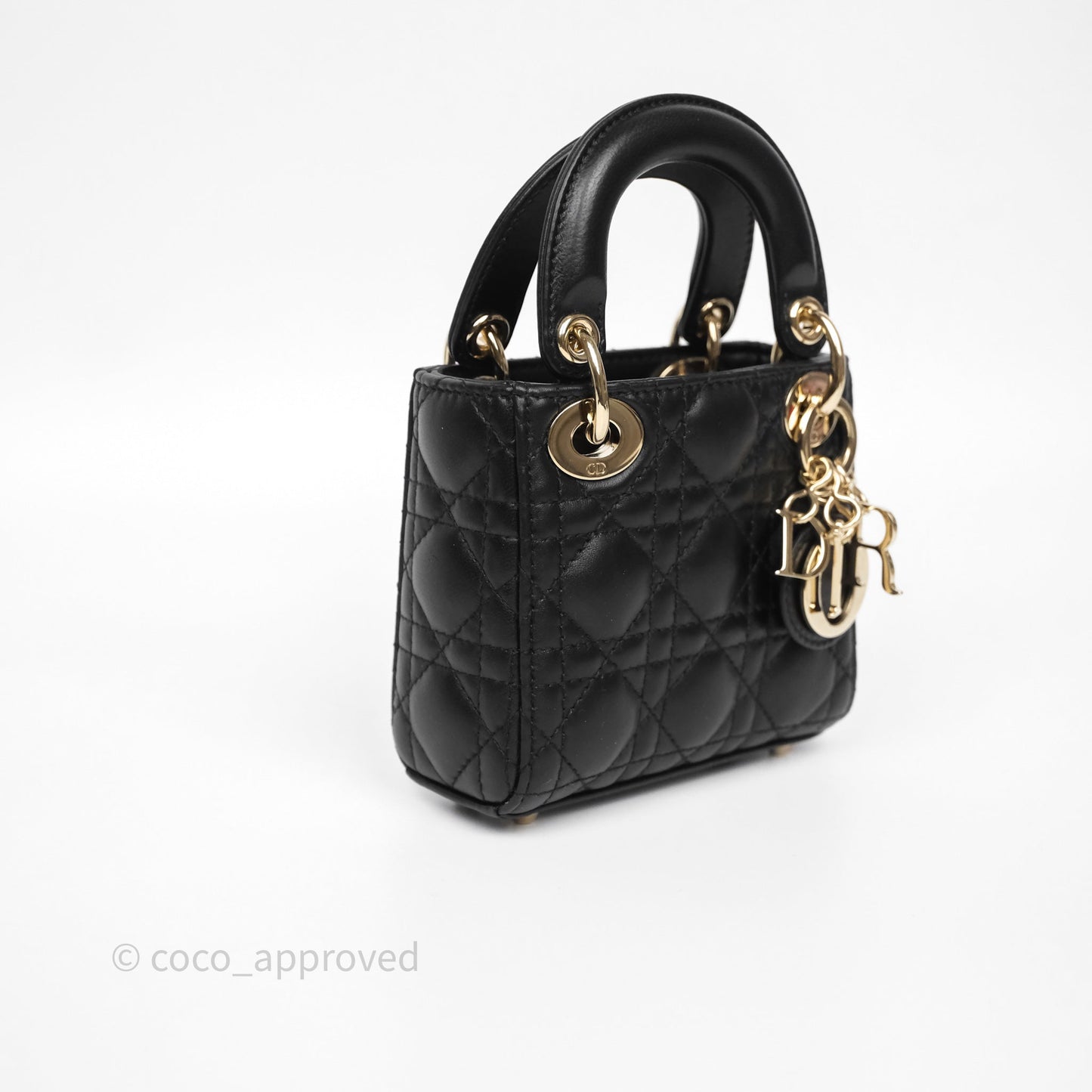 Christian Dior Micro Lady Dior Cannage Black Lambskin Gold Hardware