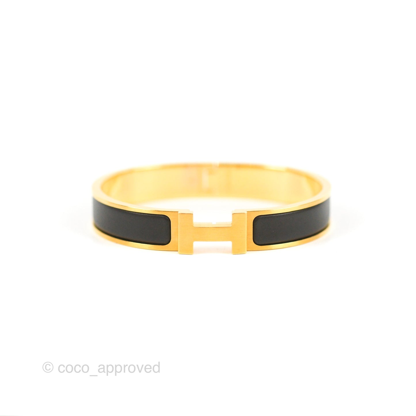Hermès Clic HH Bracelet Matte Black Brushed Gold