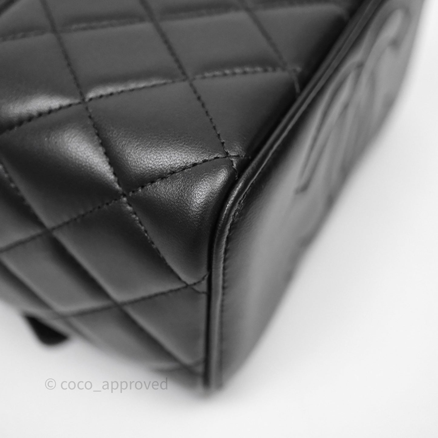 Chanel Vanity Rectangular Top Handle Black Lambskin Gold Hardware