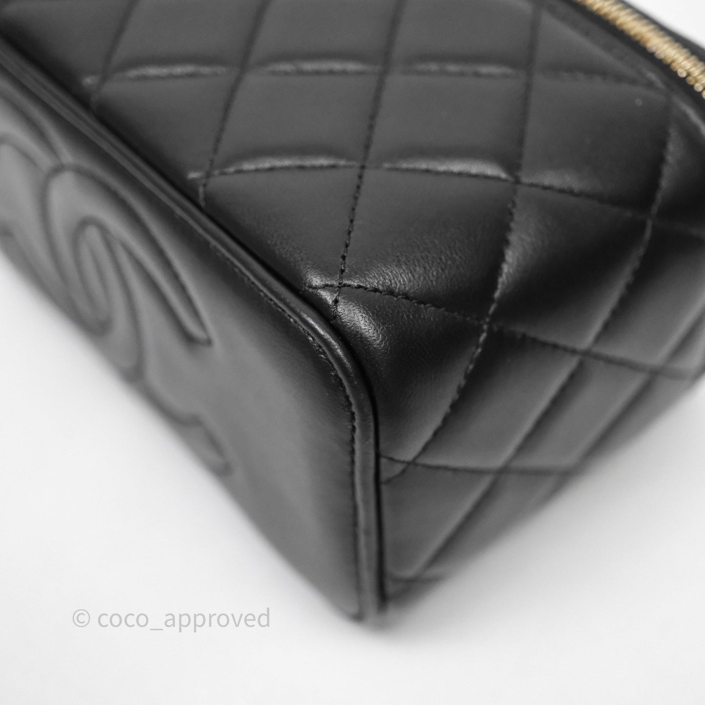Chanel Vanity Rectangular Top Handle Black Lambskin Gold Hardware