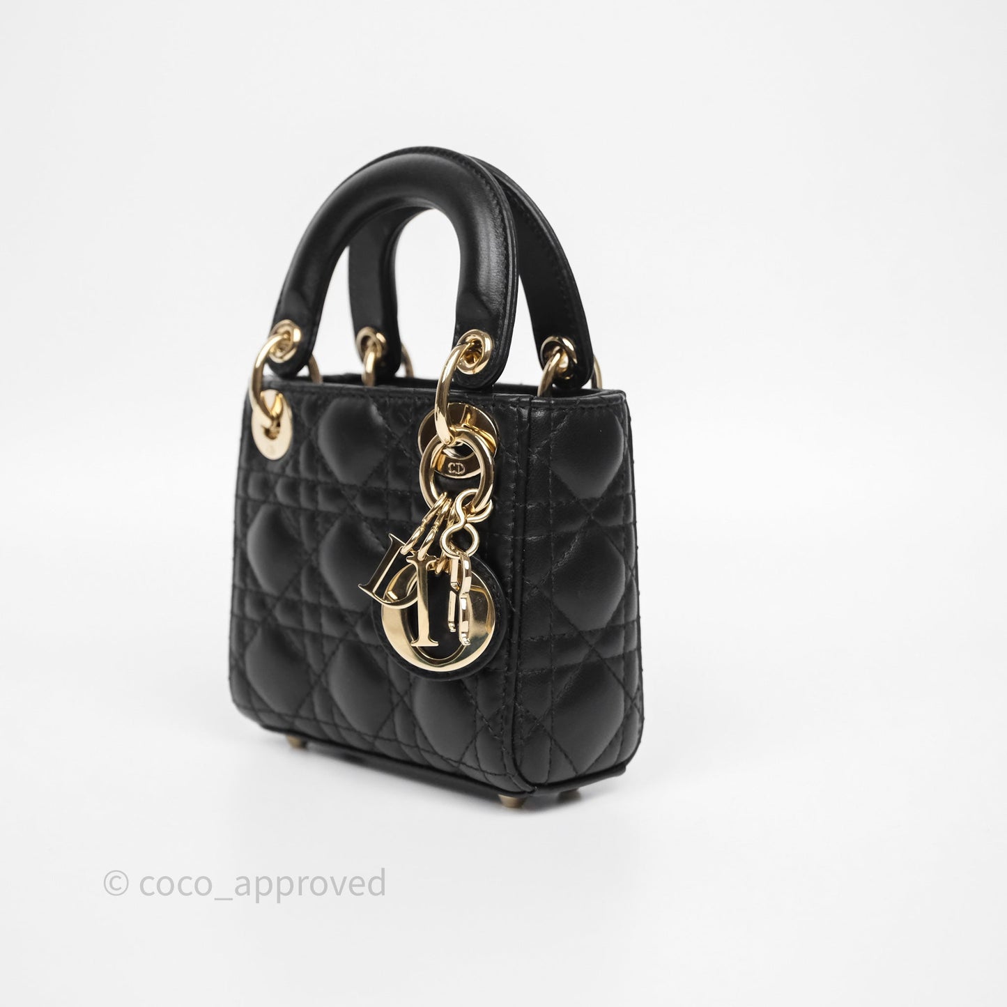 Christian Dior Micro Lady Dior Cannage Black Lambskin Gold Hardware