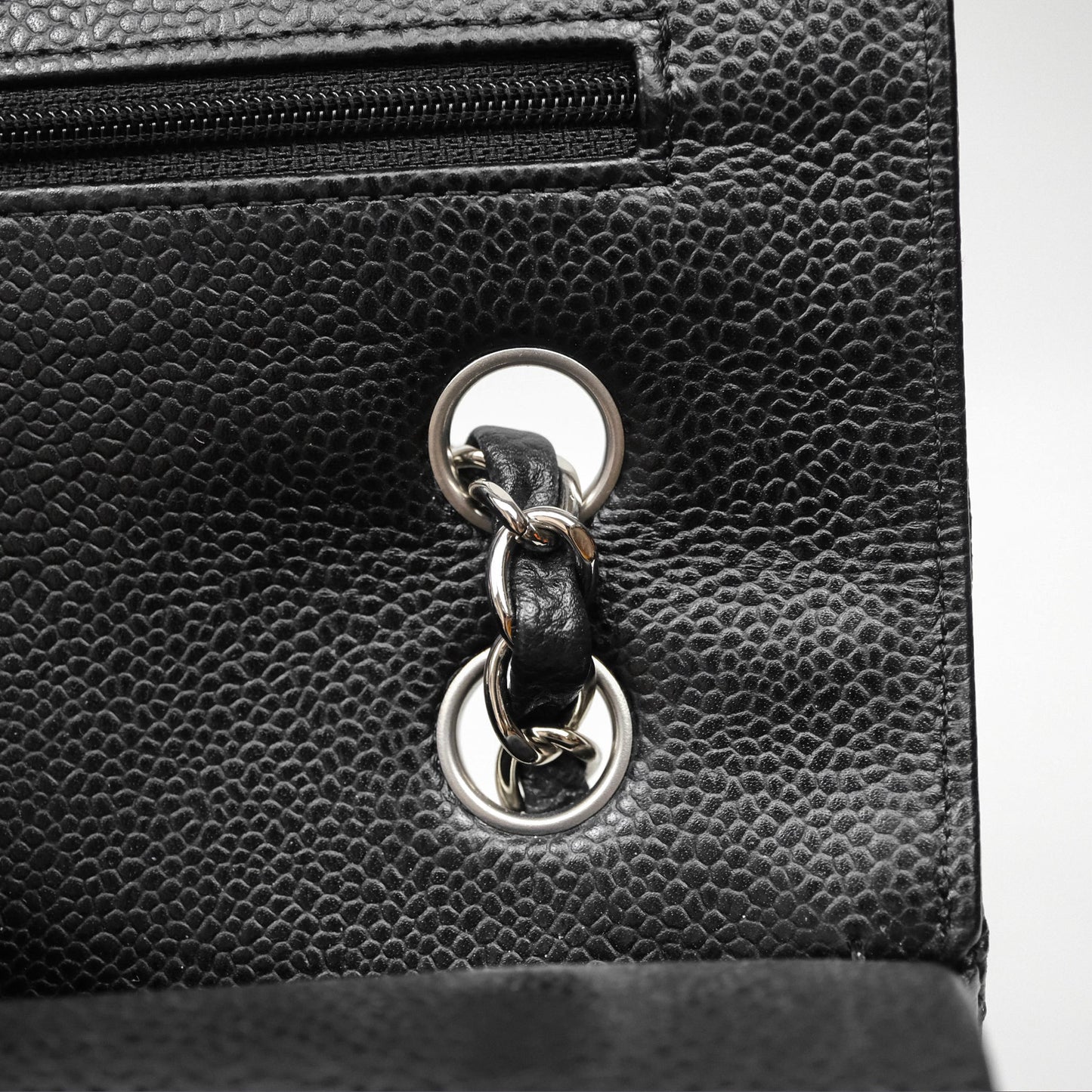 Chanel Classic M/L Medium Flap Quilted Black Caviar Silver Hardware