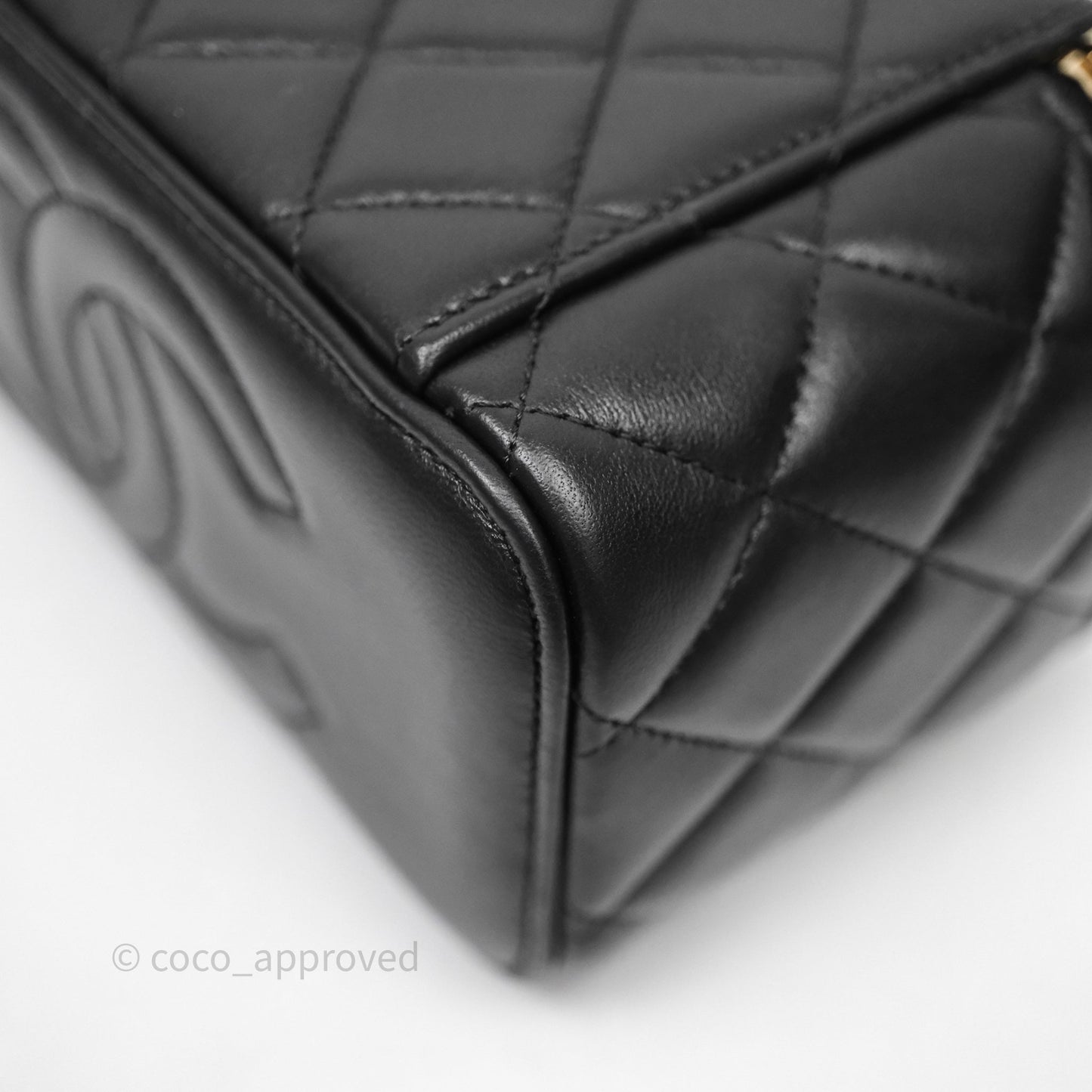 Chanel Vanity Rectangular Top Handle Black Lambskin Gold Hardware