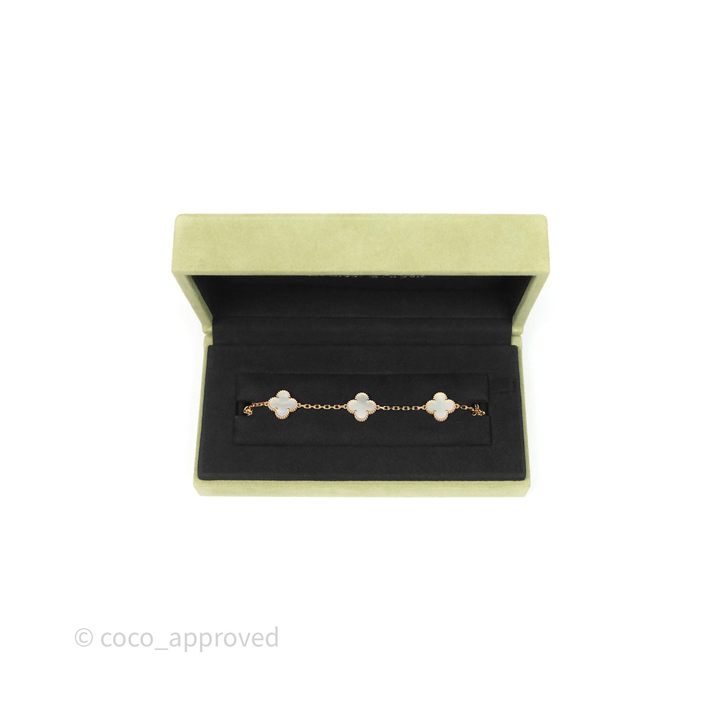 Van Cleef & Arpels Vintage Alhambra 5 Motifs White Mother-of-pearl Yellow Gold Bracelet