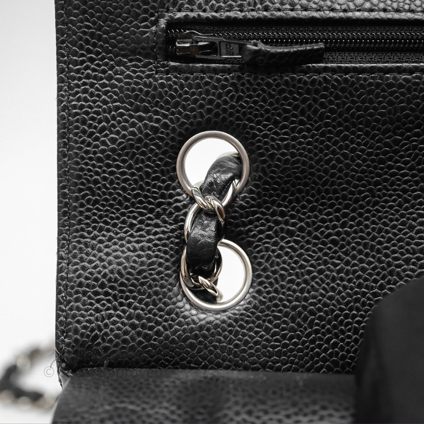 Chanel Classic M/L Medium Flap Quilted Black Caviar Silver Hardware