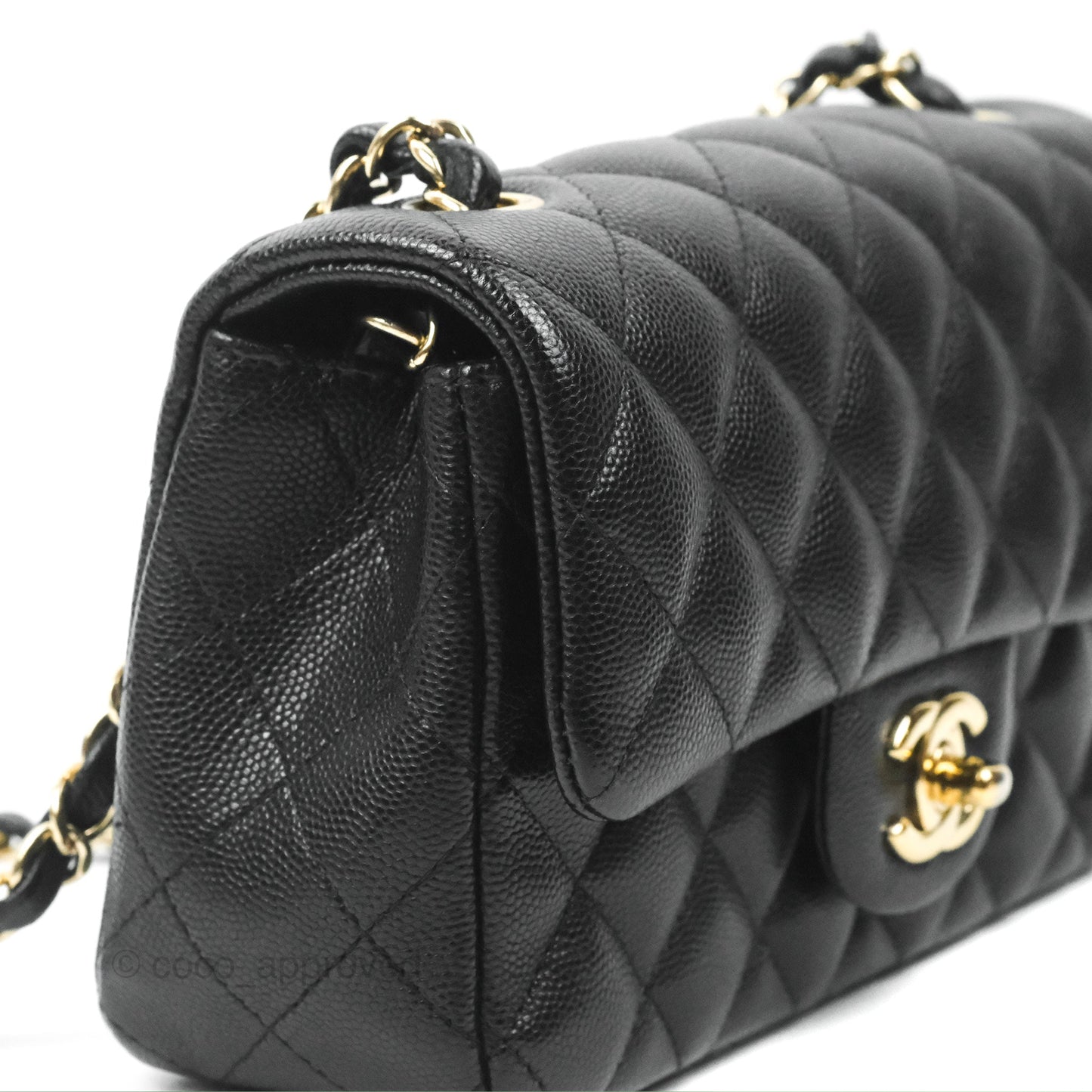 Chanel Quilted Mini Rectangular Flap Black Caviar Gold Hardware