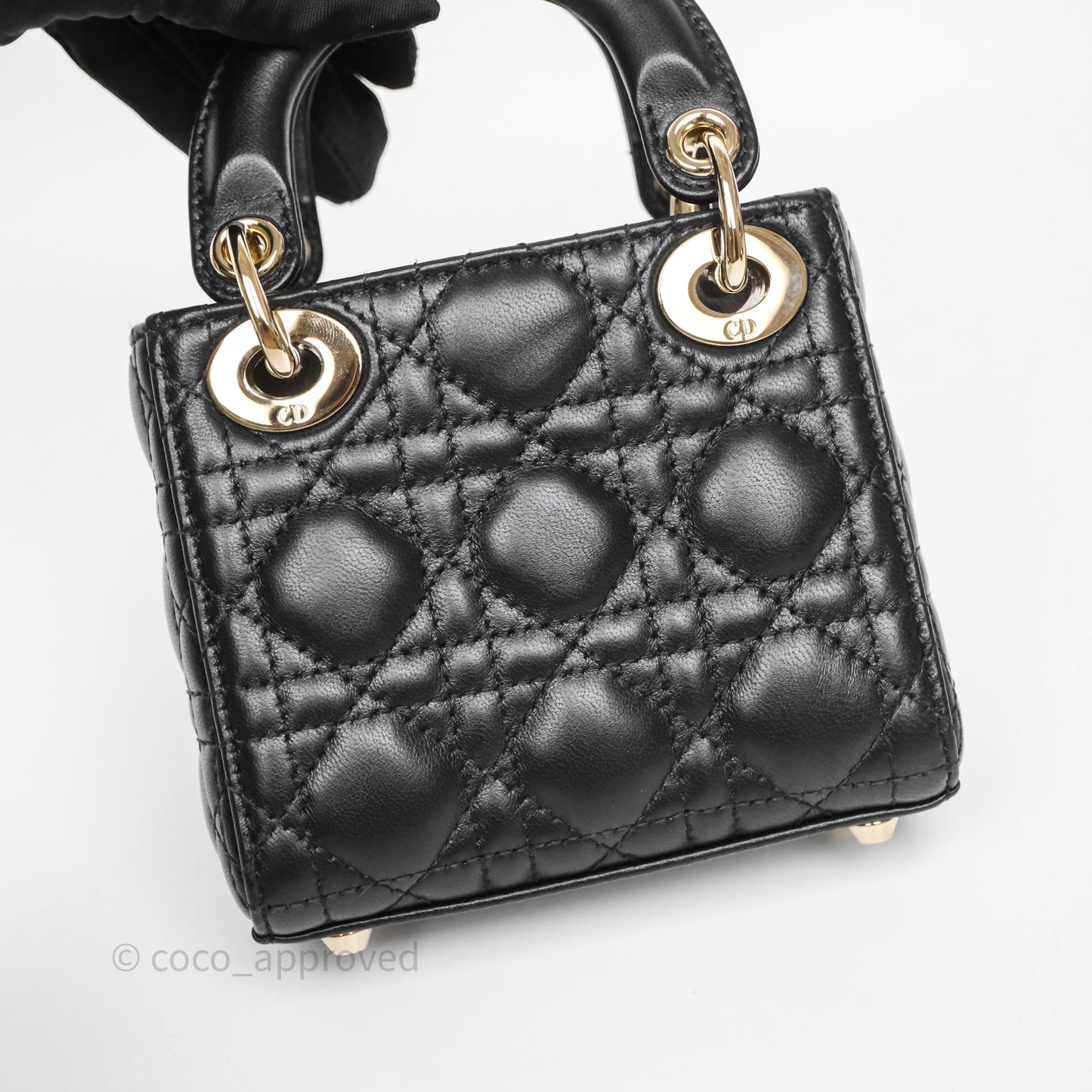 Christian Dior Micro Lady Dior Cannage Black Lambskin Gold Hardware