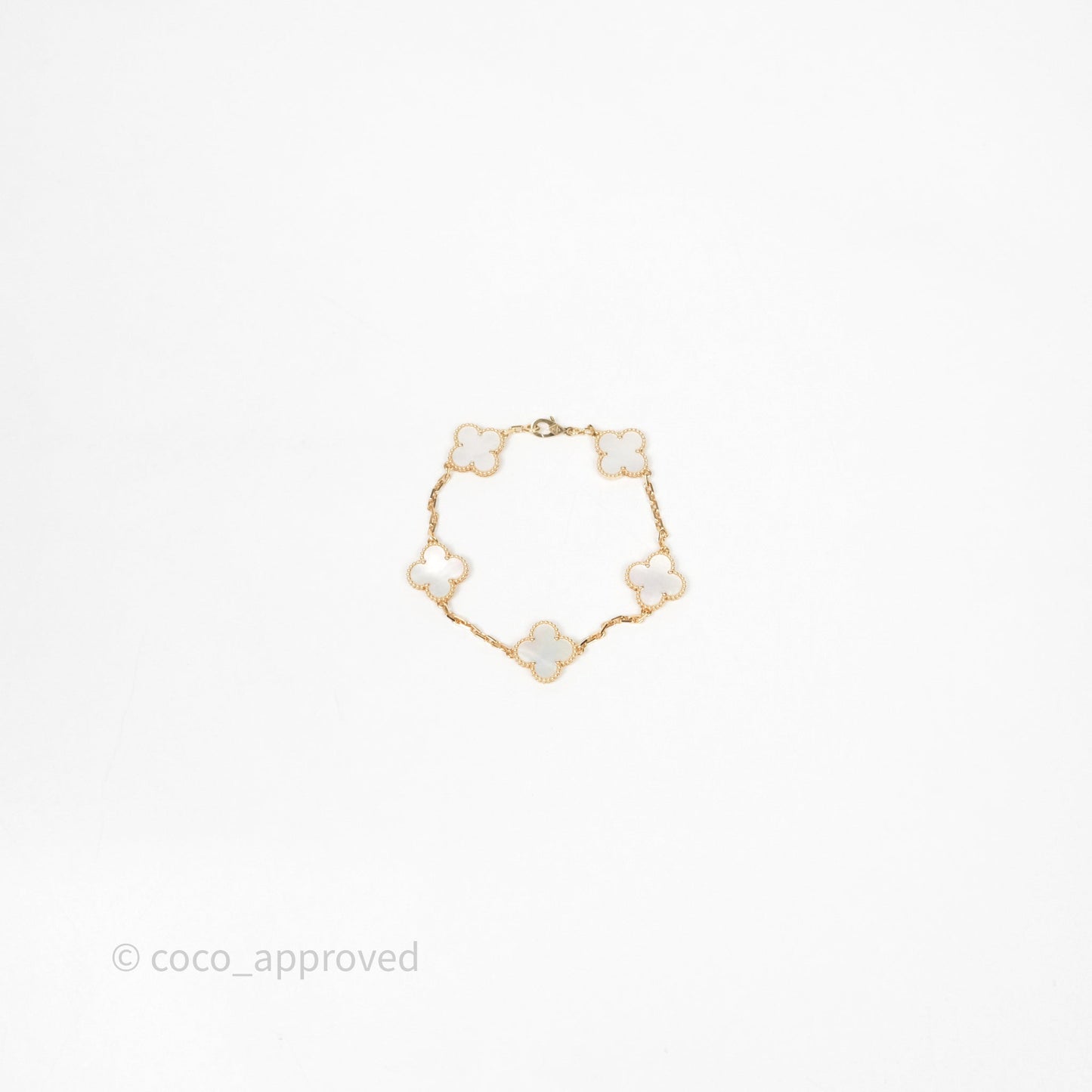 Van Cleef & Arpels Vintage Alhambra 5 Motifs White Mother-of-pearl Yellow Gold Bracelet