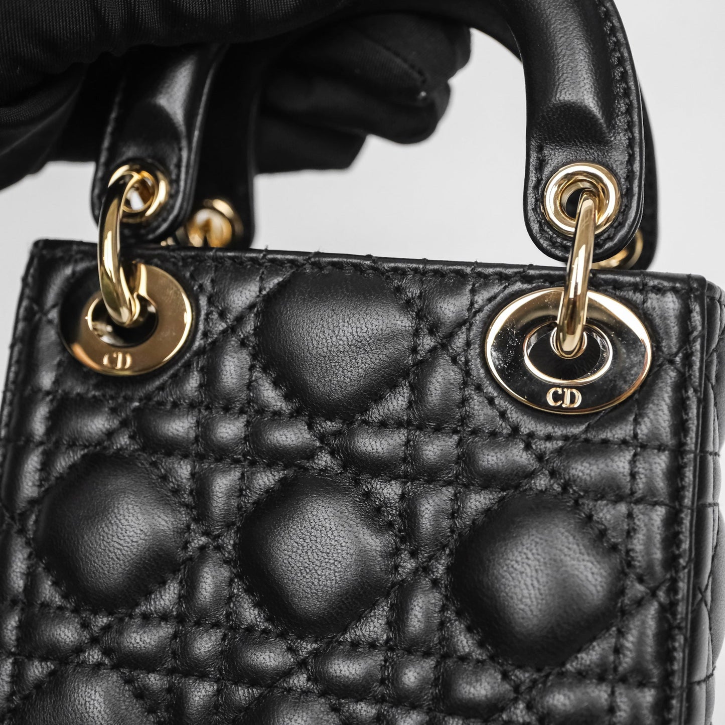 Christian Dior Micro Lady Dior Cannage Black Lambskin Gold Hardware