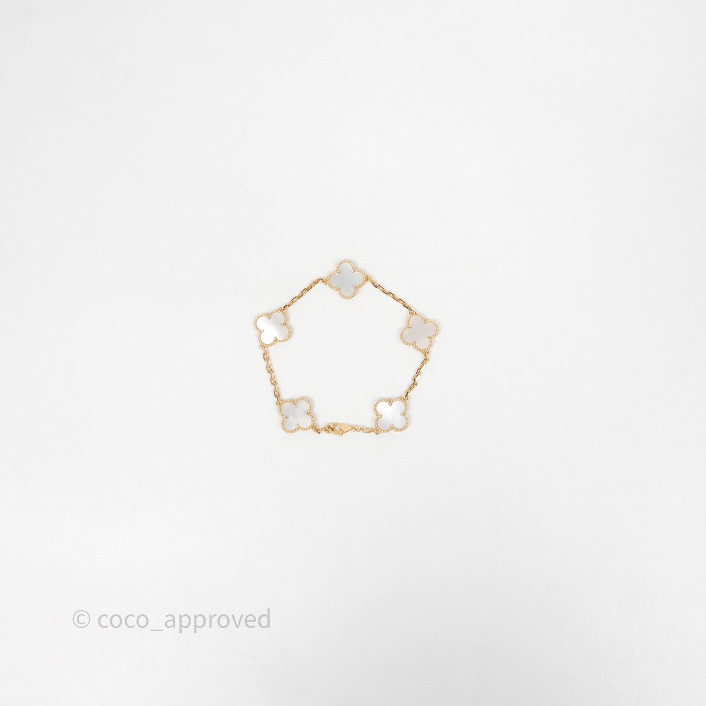 Van Cleef & Arpels Vintage Alhambra 5 Motifs White Mother-of-pearl Yellow Gold Bracelet
