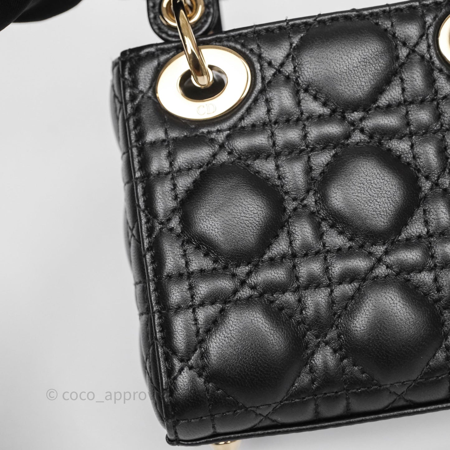 Christian Dior Micro Lady Dior Cannage Black Lambskin Gold Hardware