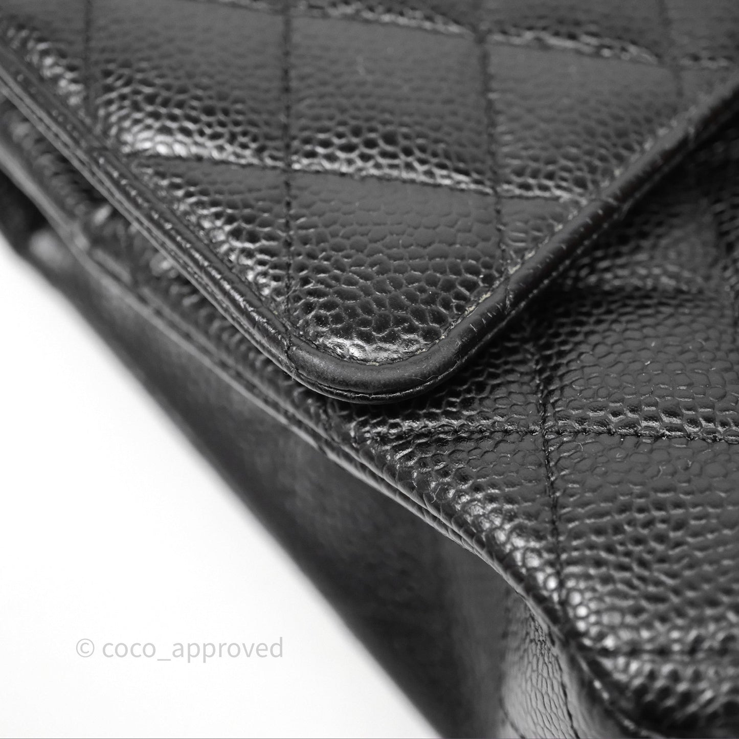 Chanel Classic M/L Medium Flap Quilted Black Caviar Silver Hardware