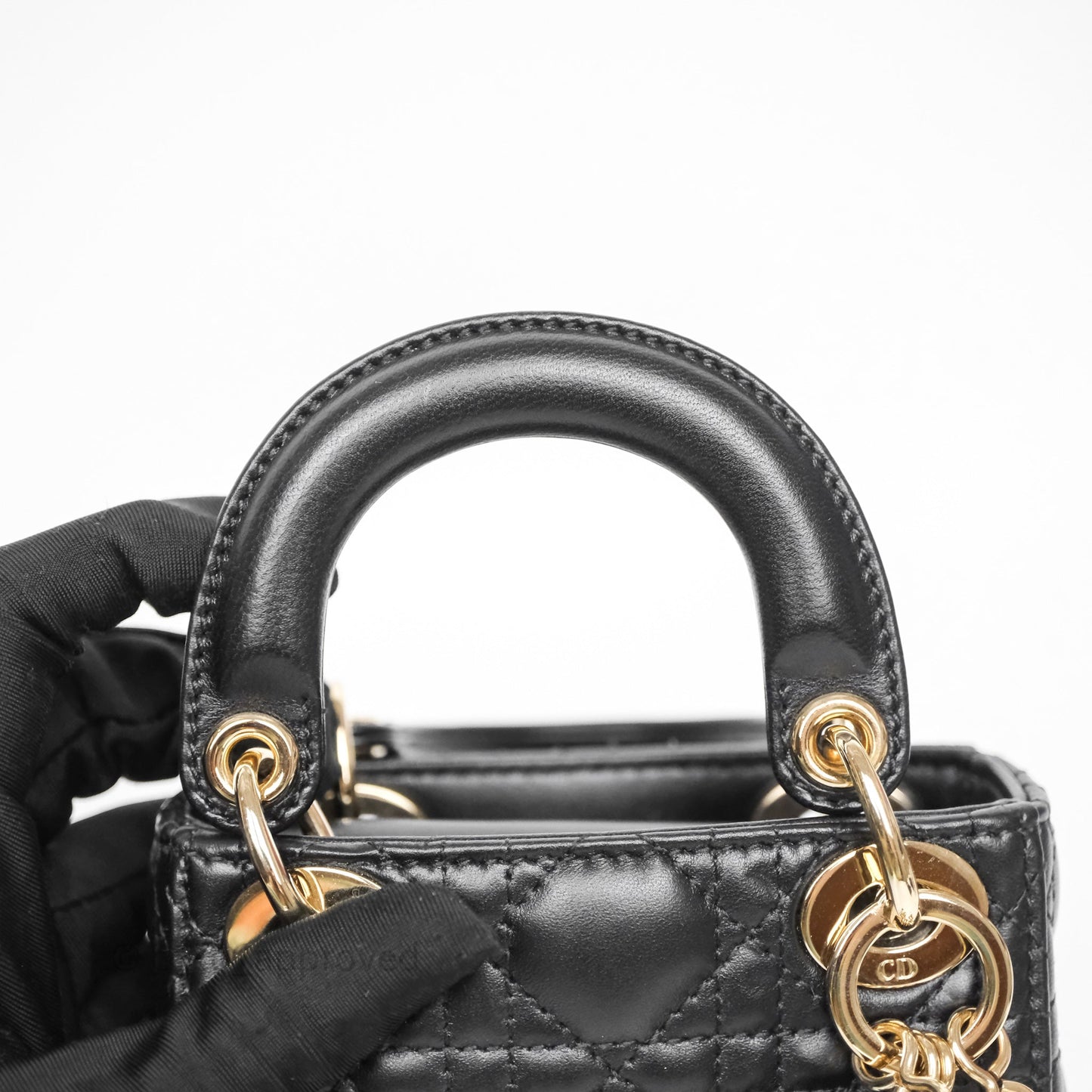 Christian Dior Micro Lady Dior Cannage Black Lambskin Gold Hardware