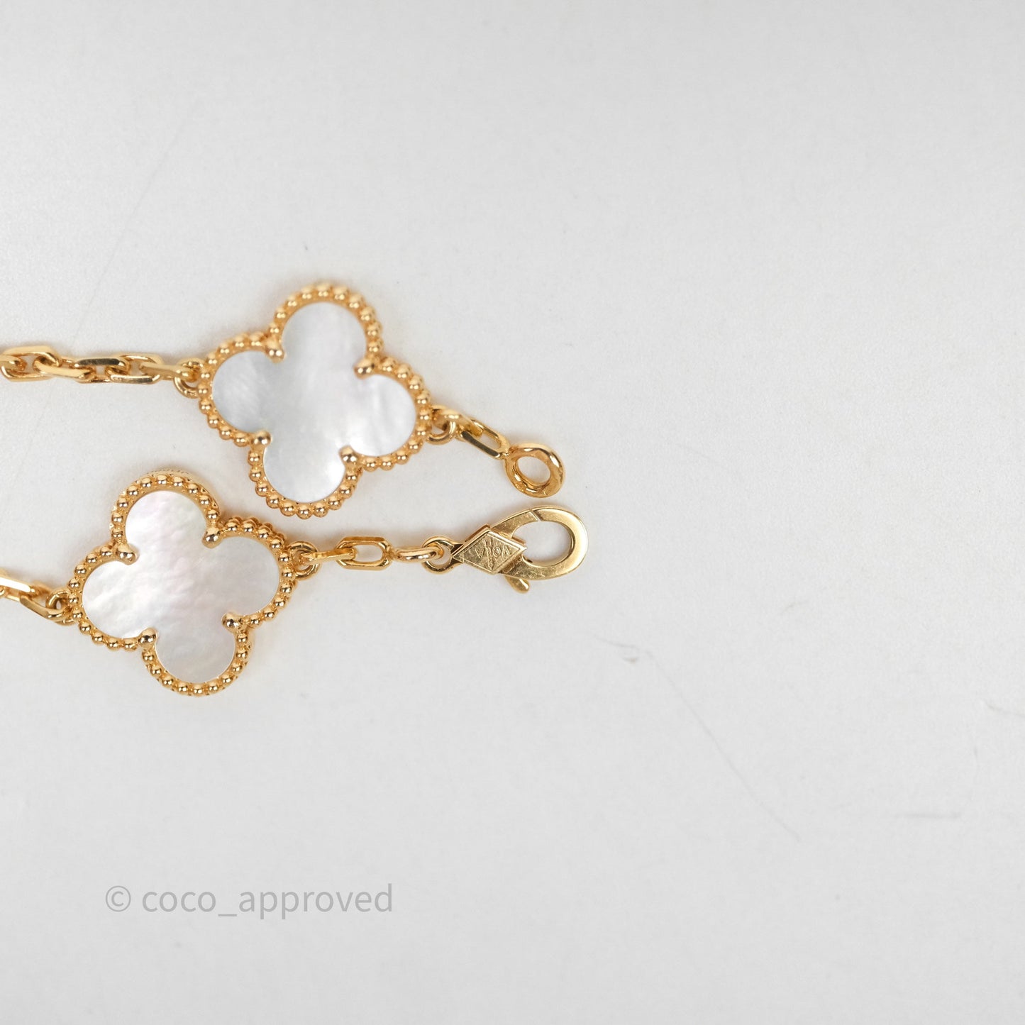 Van Cleef & Arpels Vintage Alhambra 5 Motifs White Mother-of-pearl Yellow Gold Bracelet