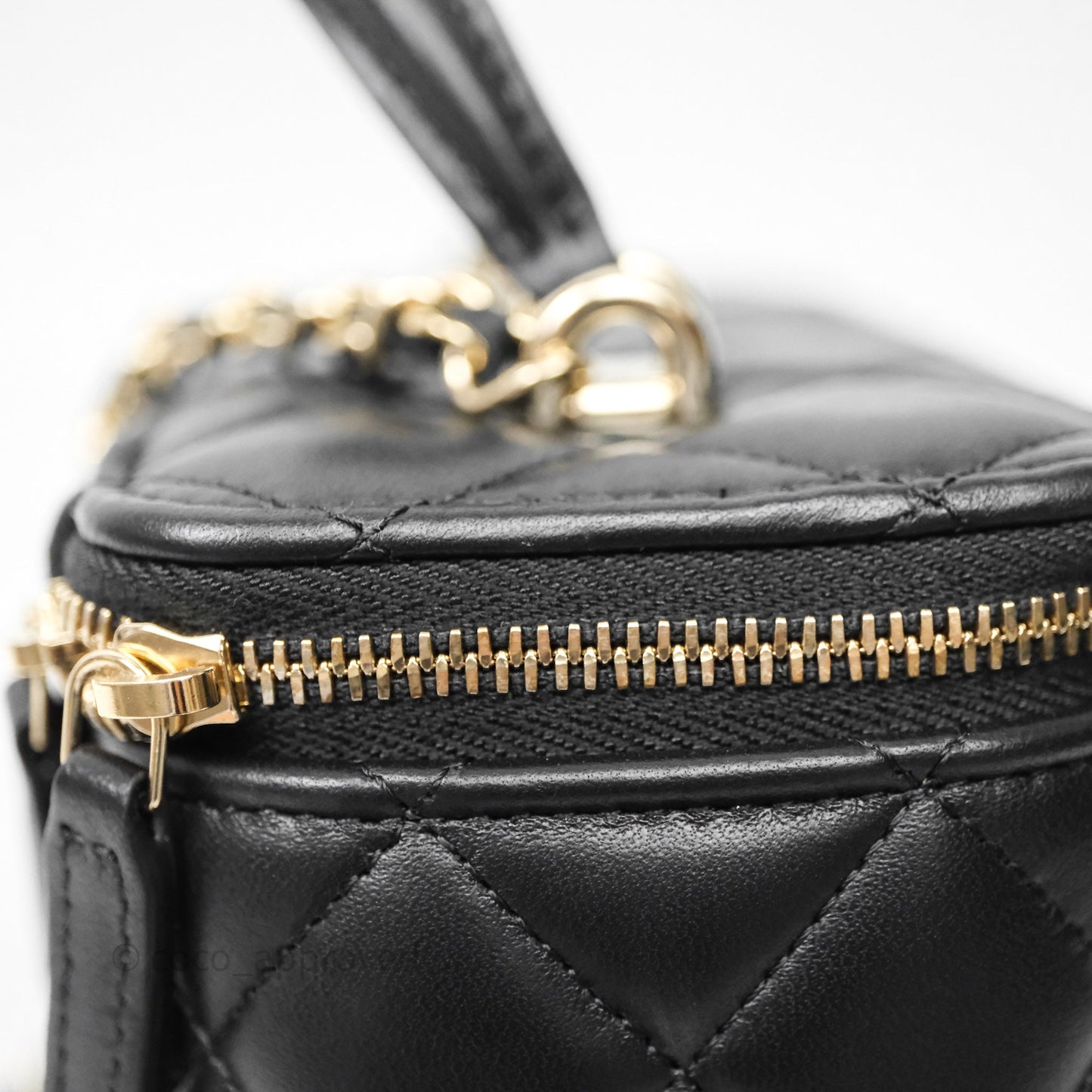 Chanel Vanity Rectangular Top Handle Black Lambskin Gold Hardware