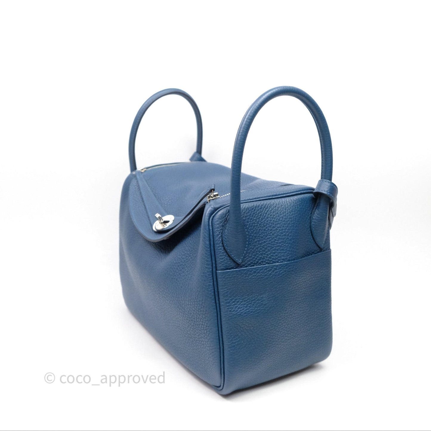 Hermès Lindy 30 Bleu Colvert 1P Clemence Palladium Hardware