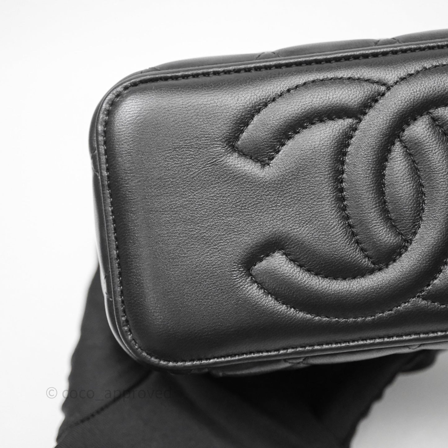 Chanel Vanity Rectangular Top Handle Black Lambskin Gold Hardware