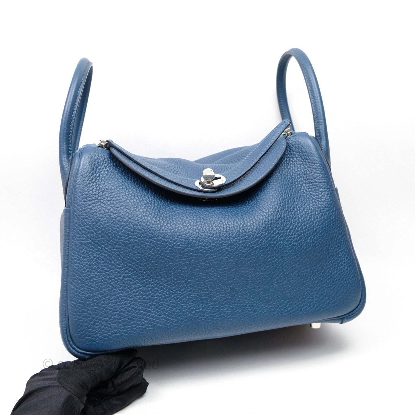 Hermès Lindy 30 Bleu Colvert 1P Clemence Palladium Hardware