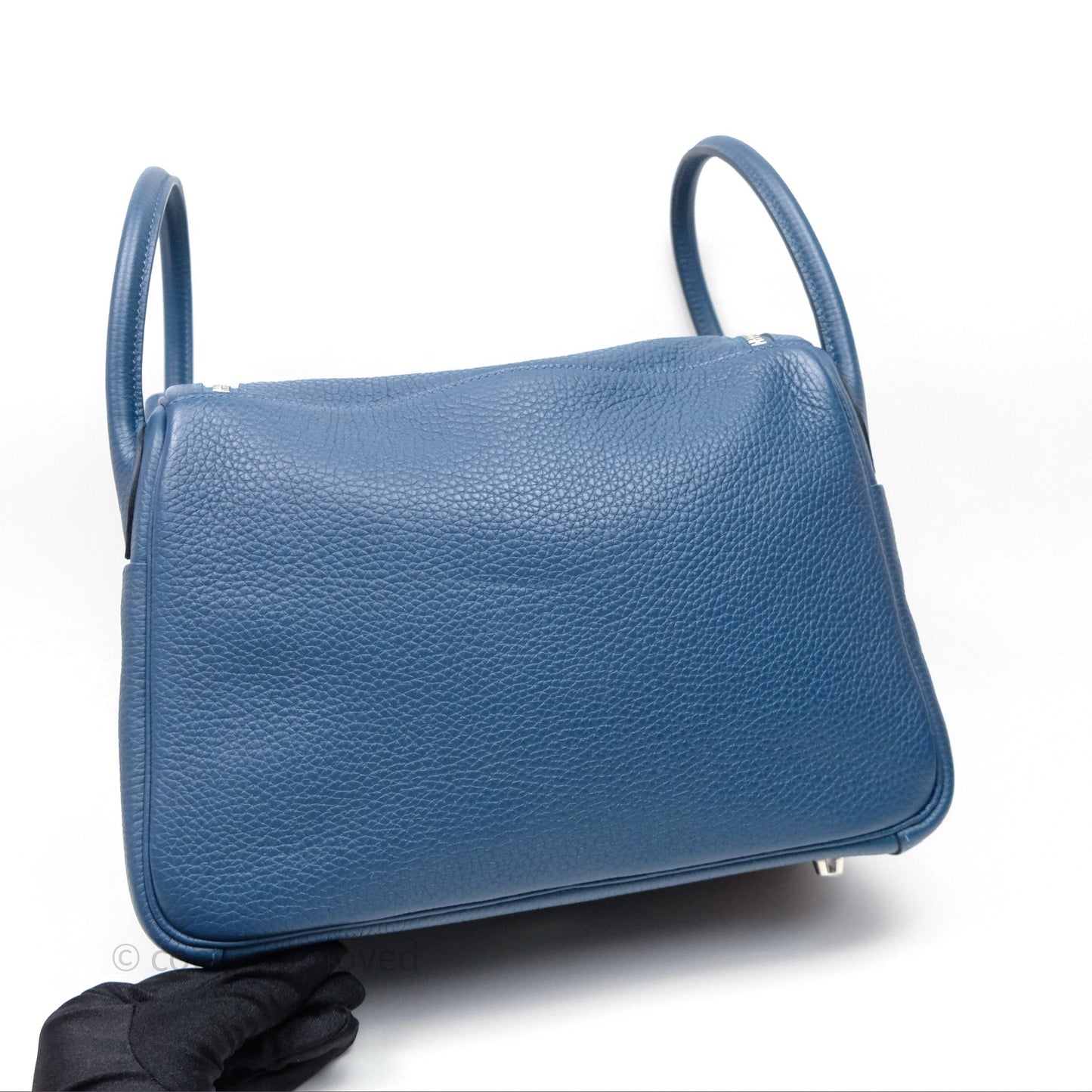 Hermès Lindy 30 Bleu Colvert 1P Clemence Palladium Hardware