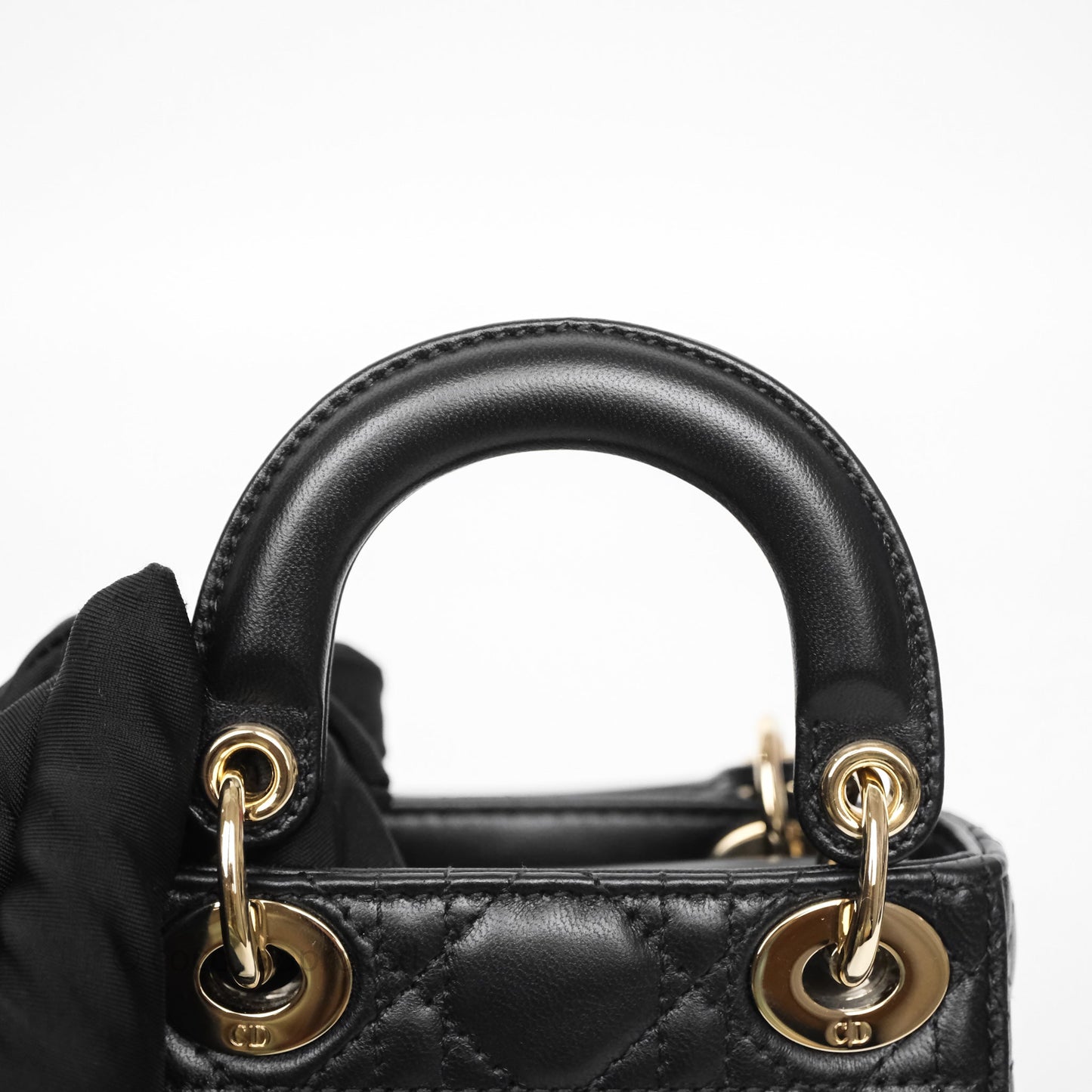 Christian Dior Micro Lady Dior Cannage Black Lambskin Gold Hardware