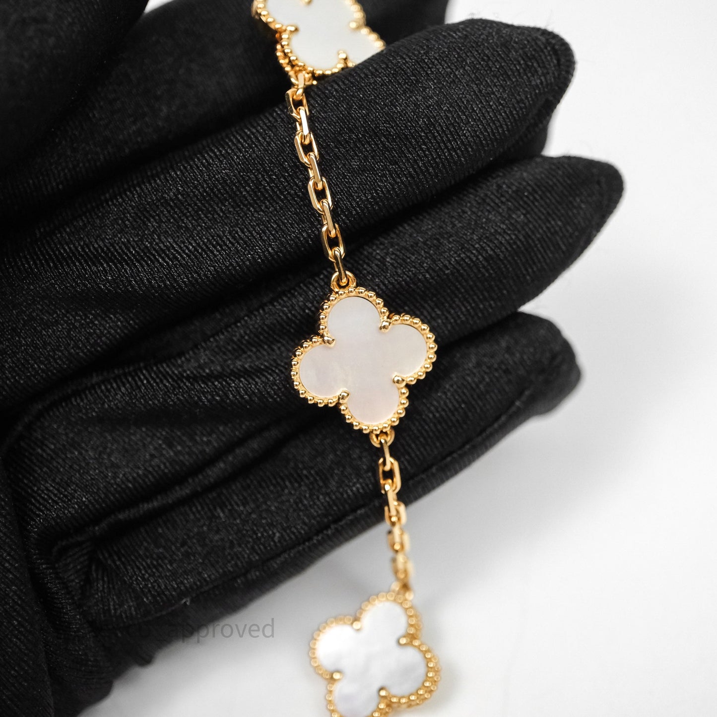 Van Cleef & Arpels Vintage Alhambra 5 Motifs White Mother-of-pearl Yellow Gold Bracelet