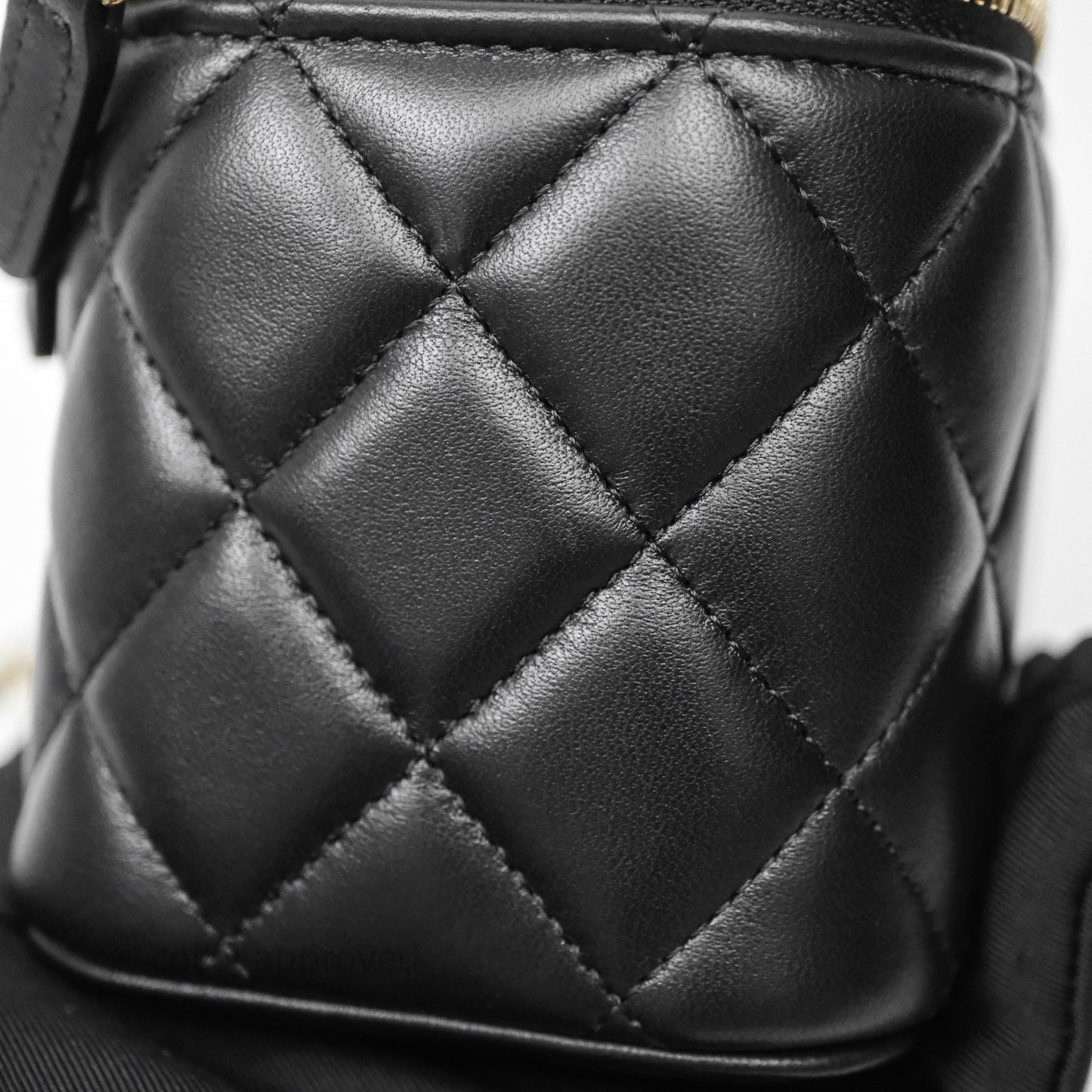 Chanel Vanity Rectangular Top Handle Black Lambskin Gold Hardware
