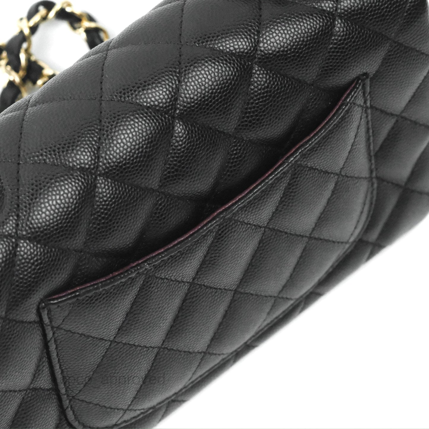 Chanel Quilted Mini Rectangular Flap Black Caviar Gold Hardware