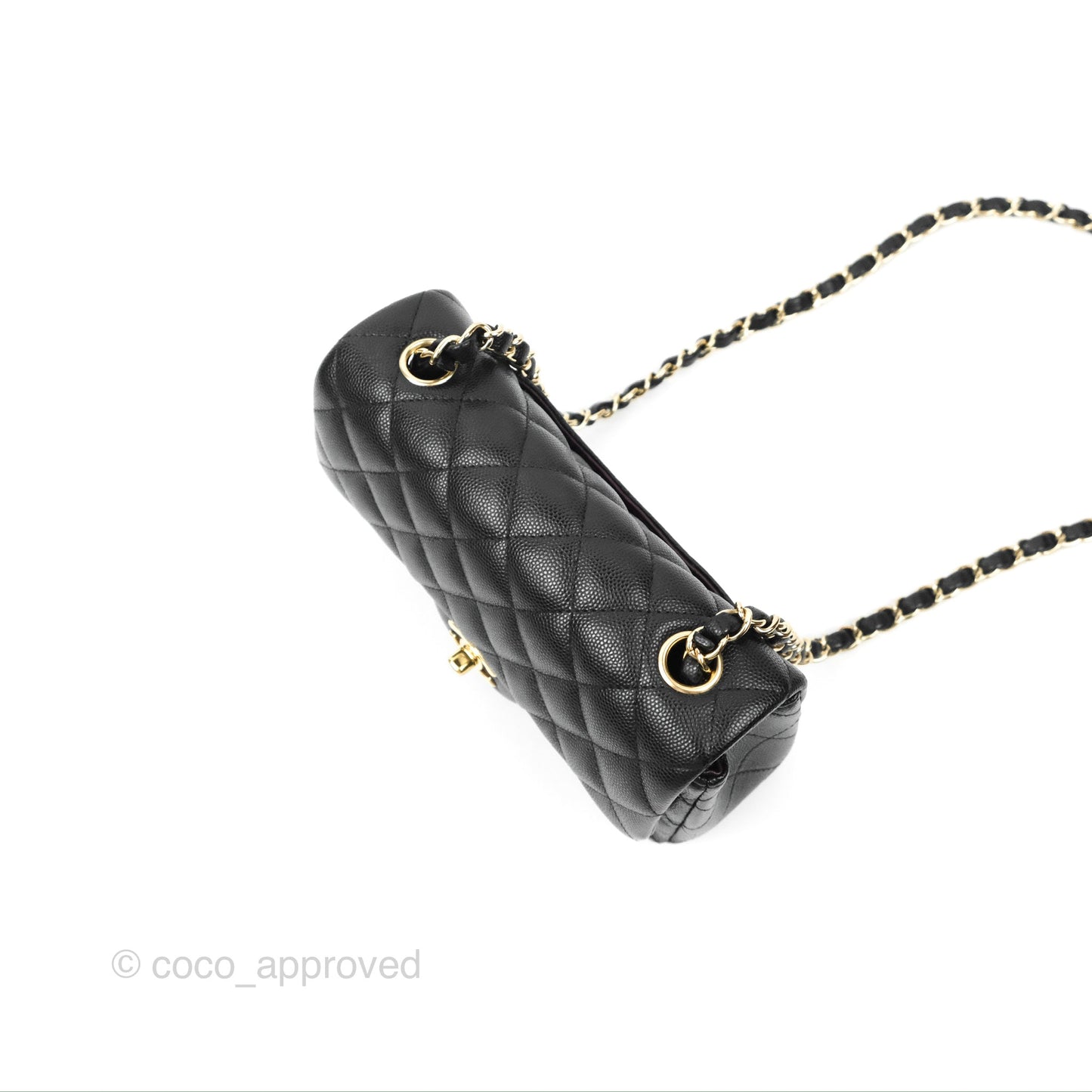 Chanel Quilted Mini Rectangular Flap Black Caviar Gold Hardware