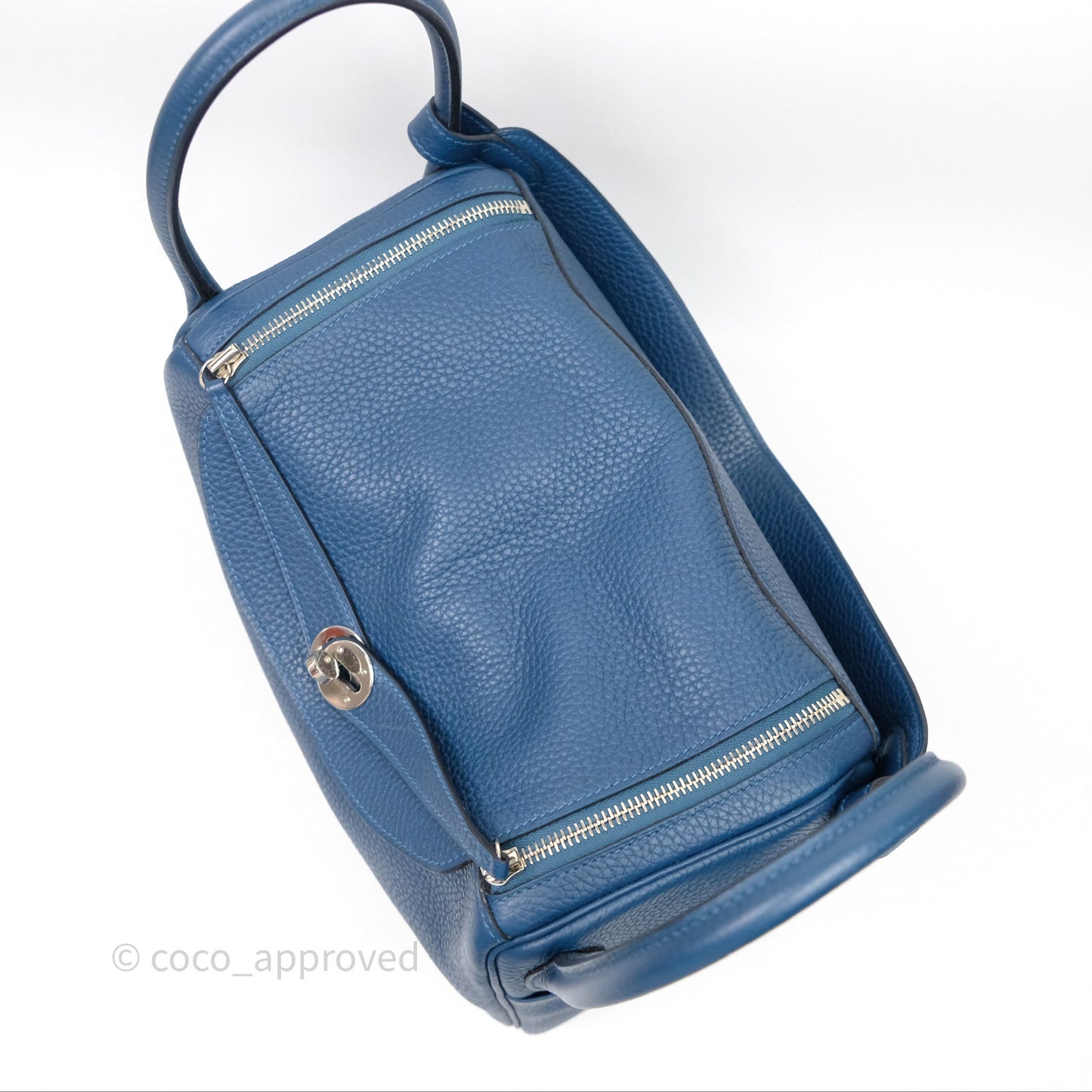 Hermès Lindy 30 Bleu Colvert 1P Clemence Palladium Hardware
